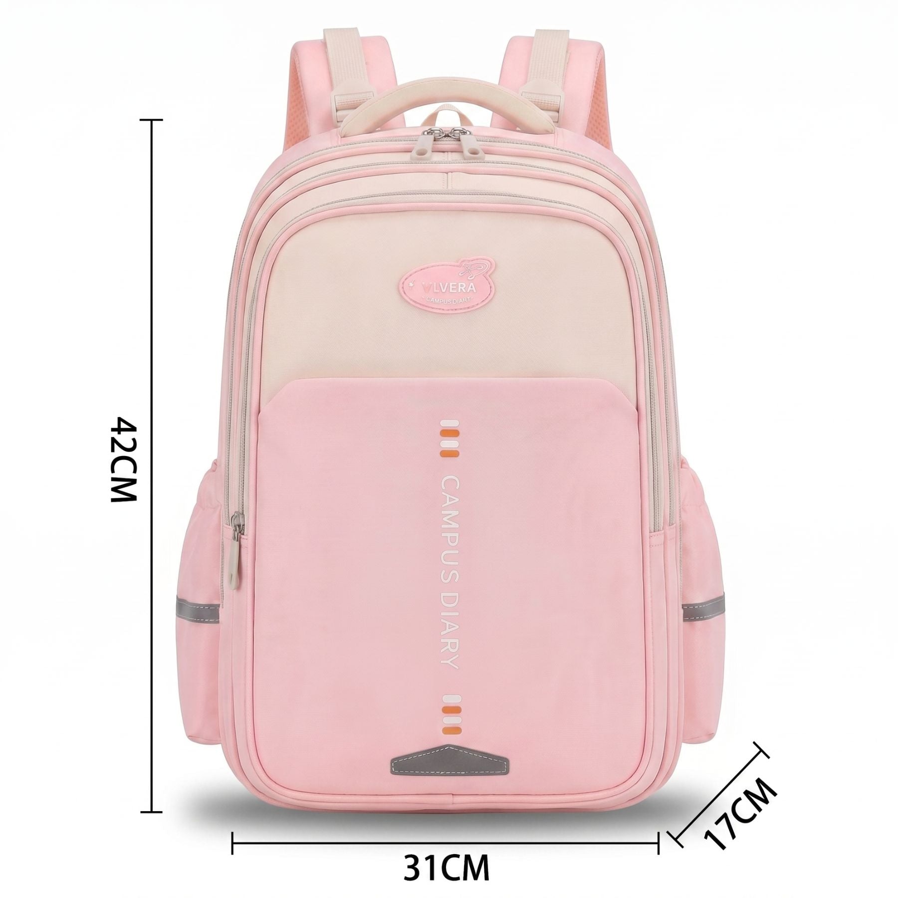 Sac à dos scolaire rose clair pour fille | Grande capacité | Tissu Oxford résistant | Port confortable