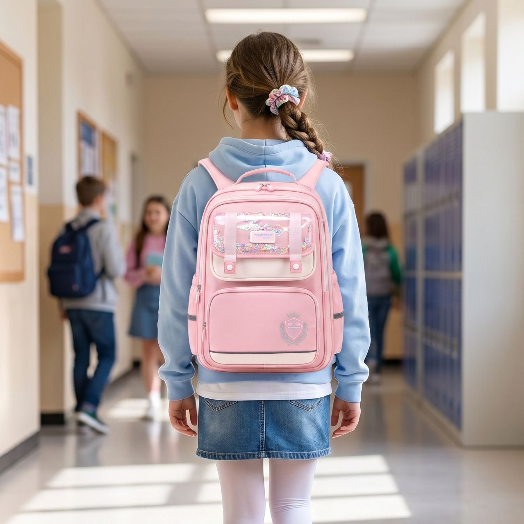 Sac à dos scolaire rose pour fille | Grande capacité | Tissu Oxford imperméable | Port confortable