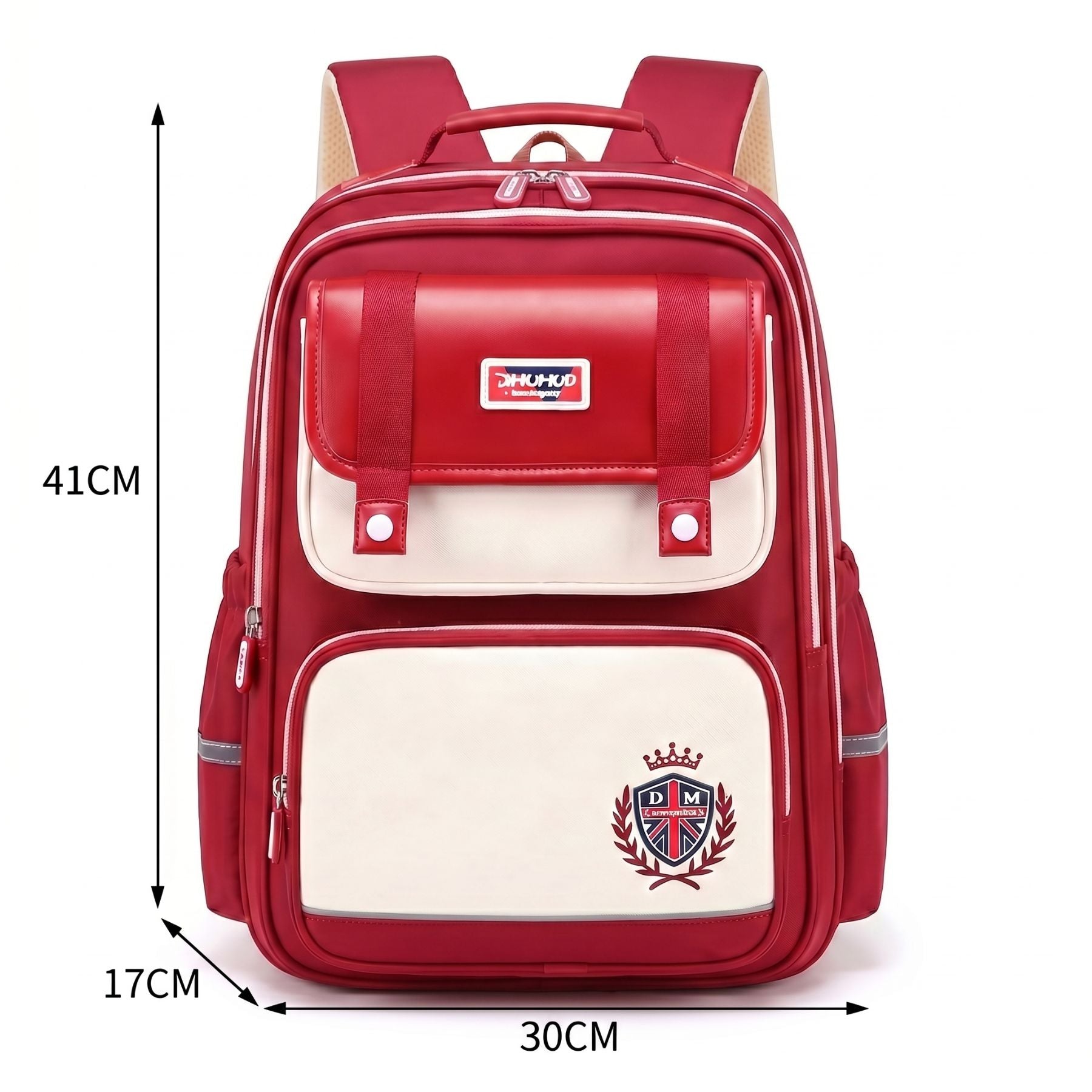 Sac à dos scolaire rouge Bordeaux | Ensemble 3 pièces (sac + petit sac bandoulière + trousse) | Tissu Oxford résistant