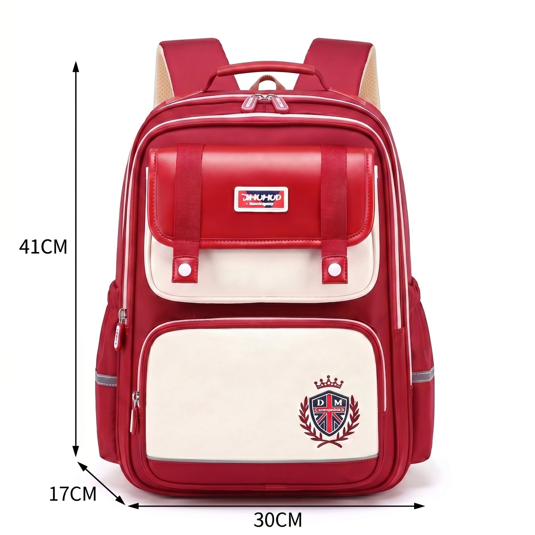 Sac à dos scolaire rouge | Grande capacité | Tissu Oxford imperméable | Port confortable