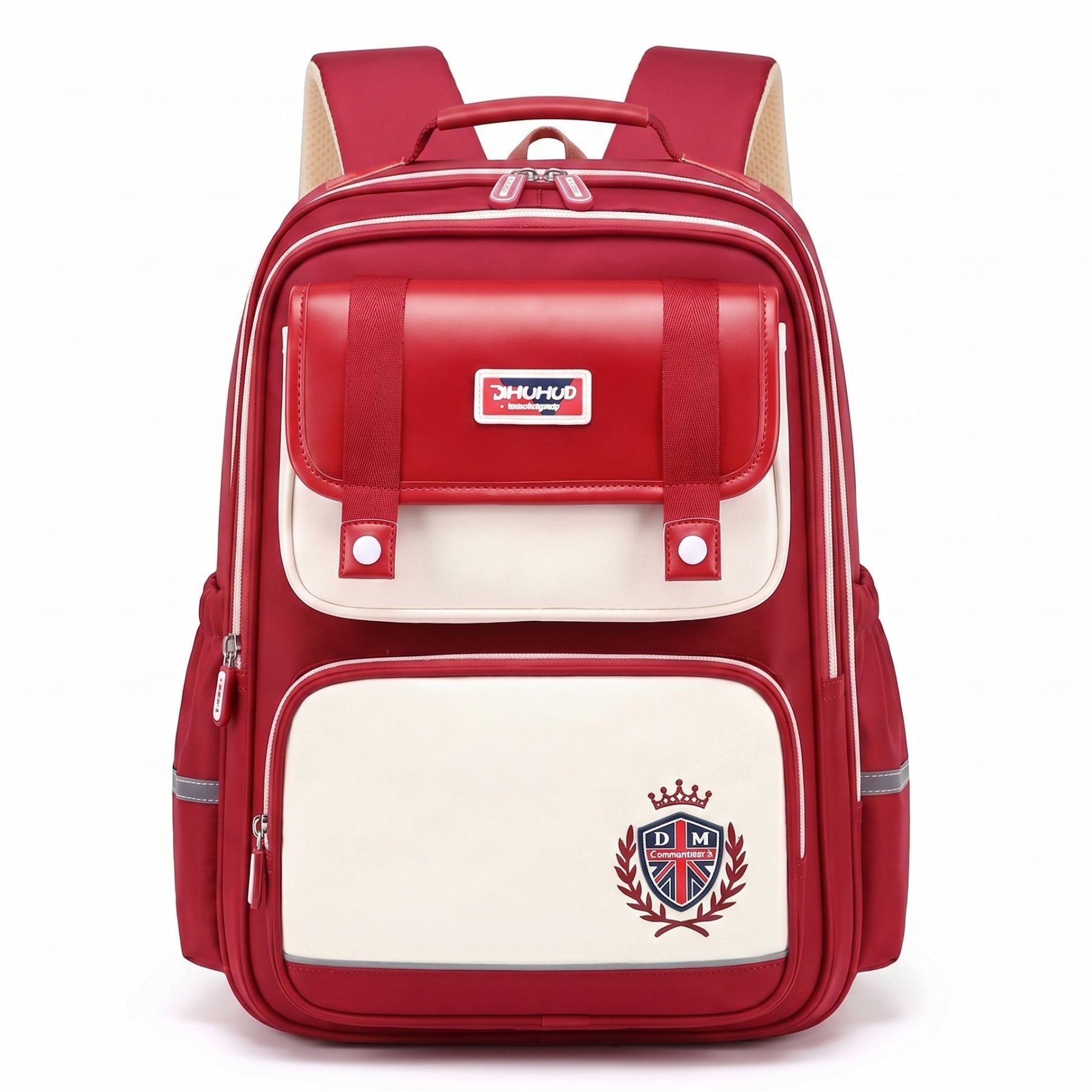 Sac à dos scolaire rouge | Grande capacité | Tissu Oxford imperméable | Port confortable