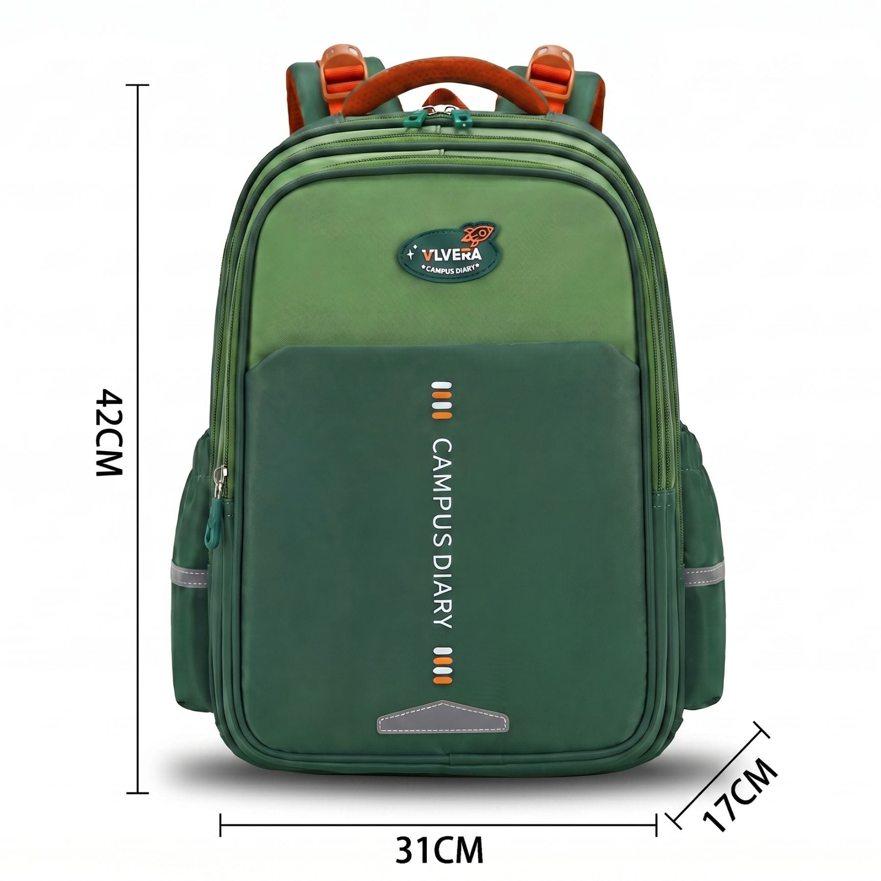 Sac à dos scolaire vert foncé | Grande capacité | Tissu Oxford résistant | Port confortable