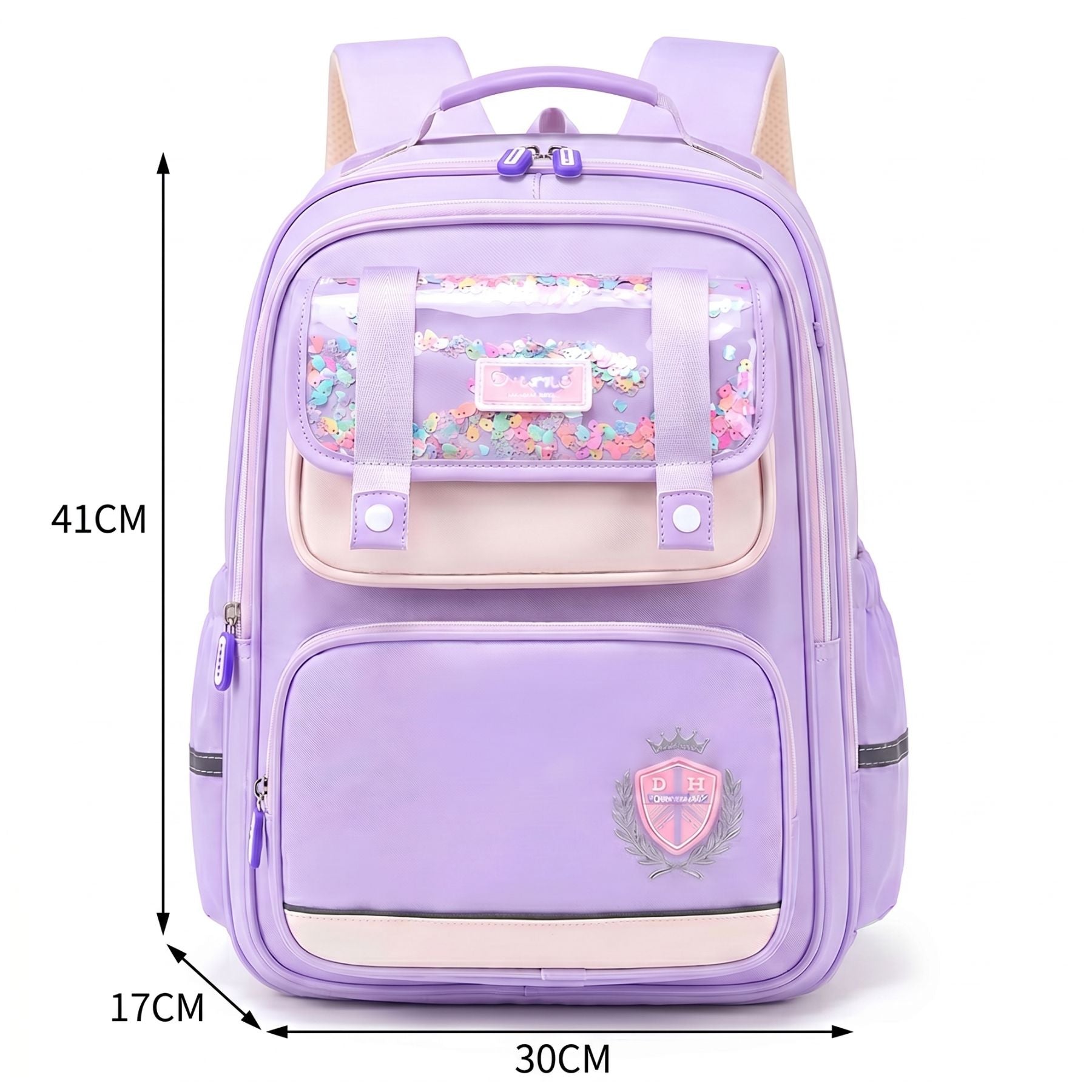 Sac à dos scolaire violet pour fille | Grande capacité | Tissu Oxford imperméable | Port confortable