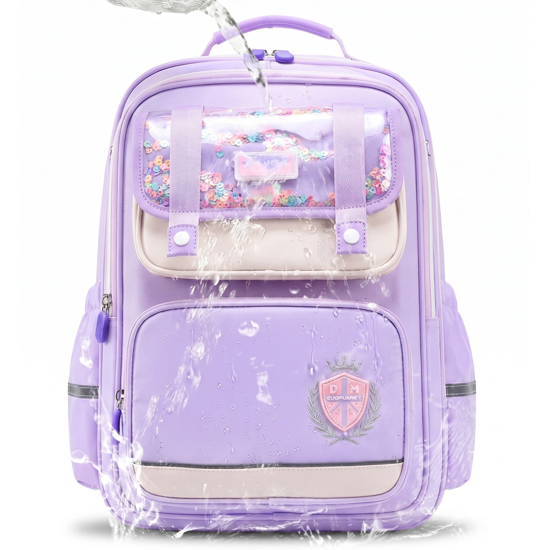 Sac à dos scolaire violet pour fille | Grande capacité | Tissu Oxford imperméable | Port confortable