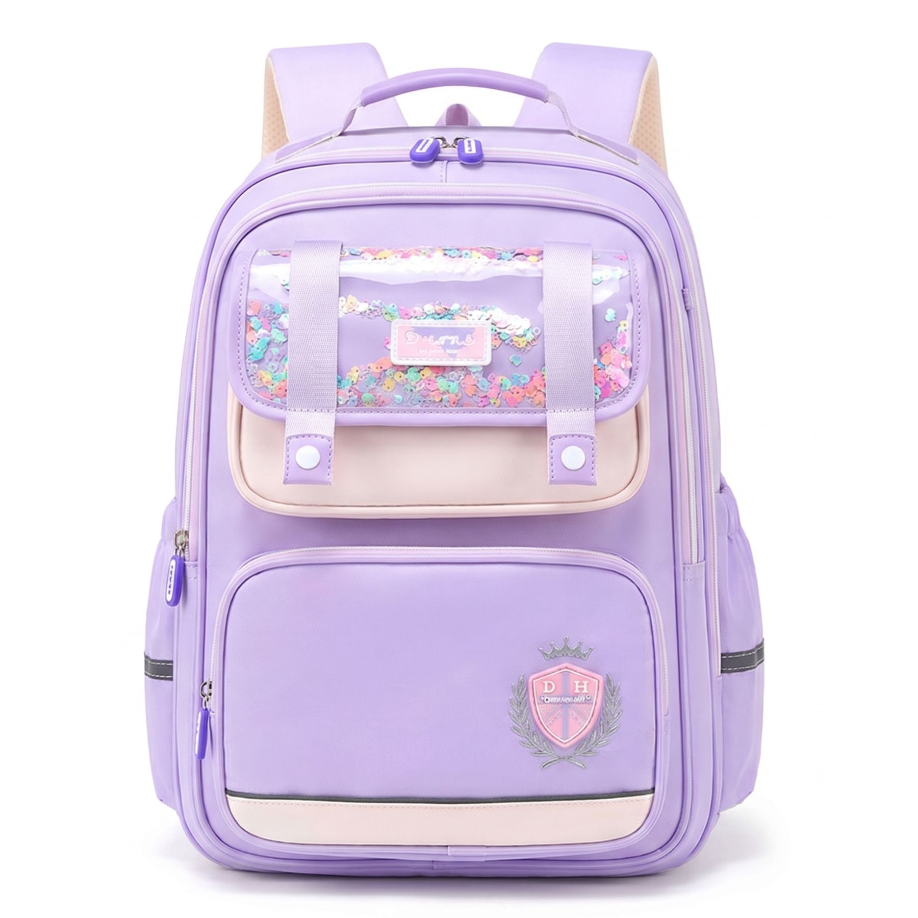 Sac à dos scolaire violet pour fille | Grande capacité | Tissu Oxford imperméable | Port confortable