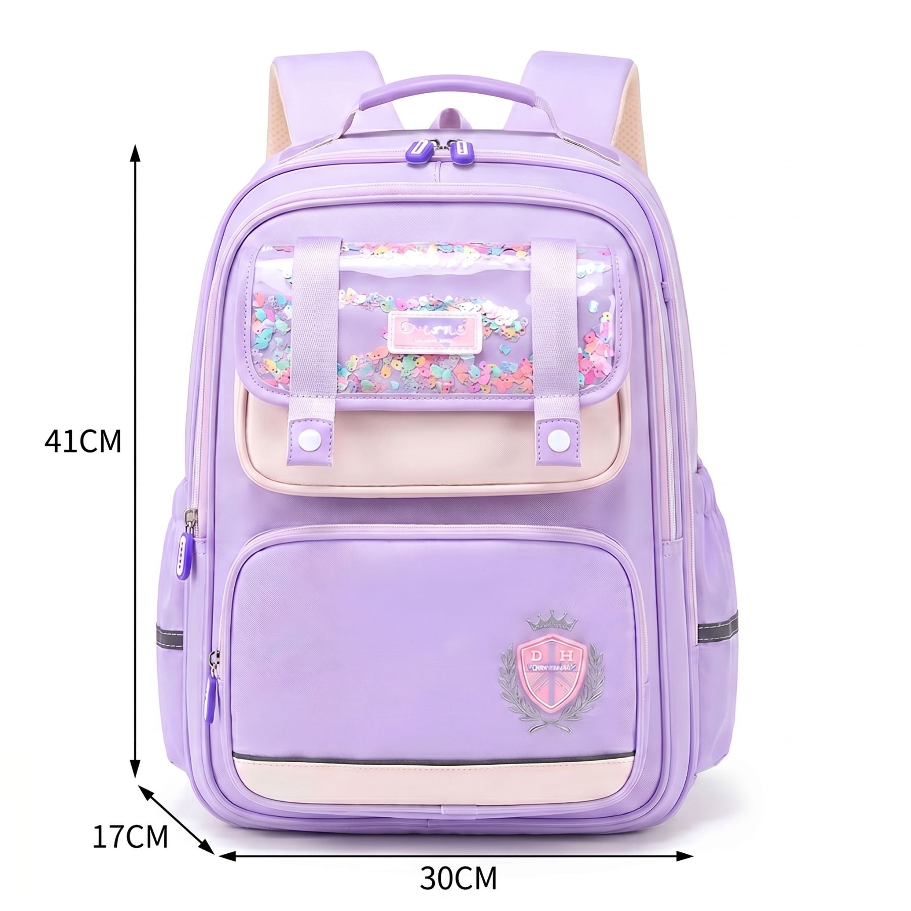 Sac à dos scolaire violet pour fille | Ensemble 3 pièces (sac +petit sac bandoulière +trousse) | Tissu Oxford résistant