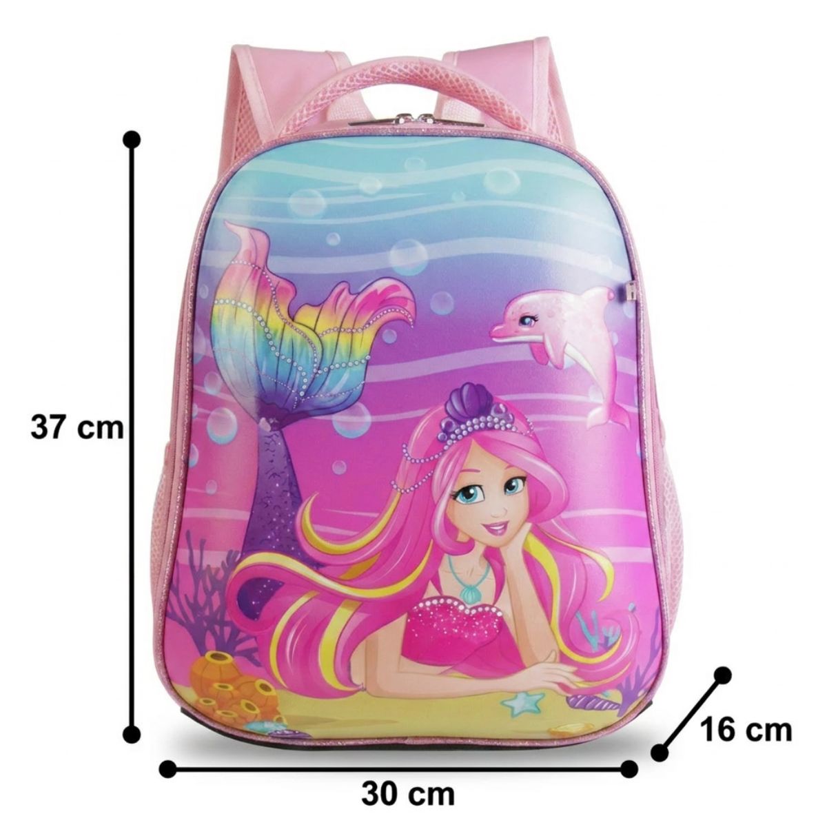 Sac à dos sirène coque rigide pour fille | Polyester résistant | Bretelles confortables | Usage scolaire