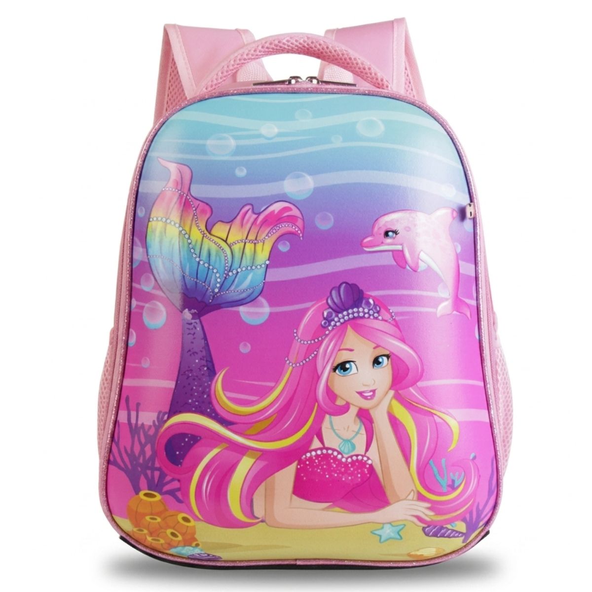 Sac à dos sirène coque rigide pour fille | Polyester résistant | Bretelles confortables | Usage scolaire