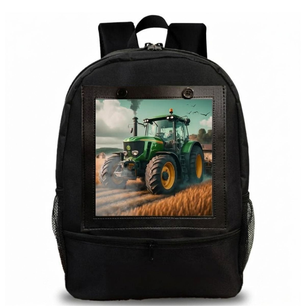Sac à dos tracteur vert | Polyester résistant | Bretelles confortables | Usage scolaire
