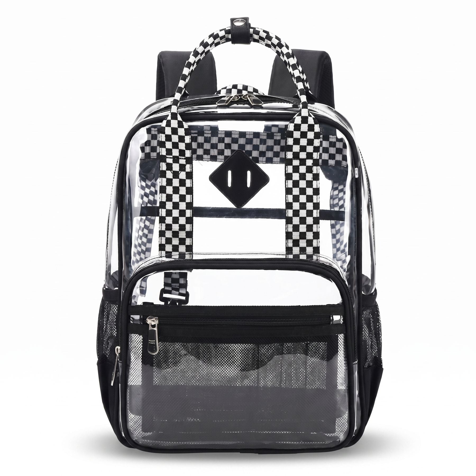Cartable transparent damier | Grande capacité | PVC imperméable | Style tendance