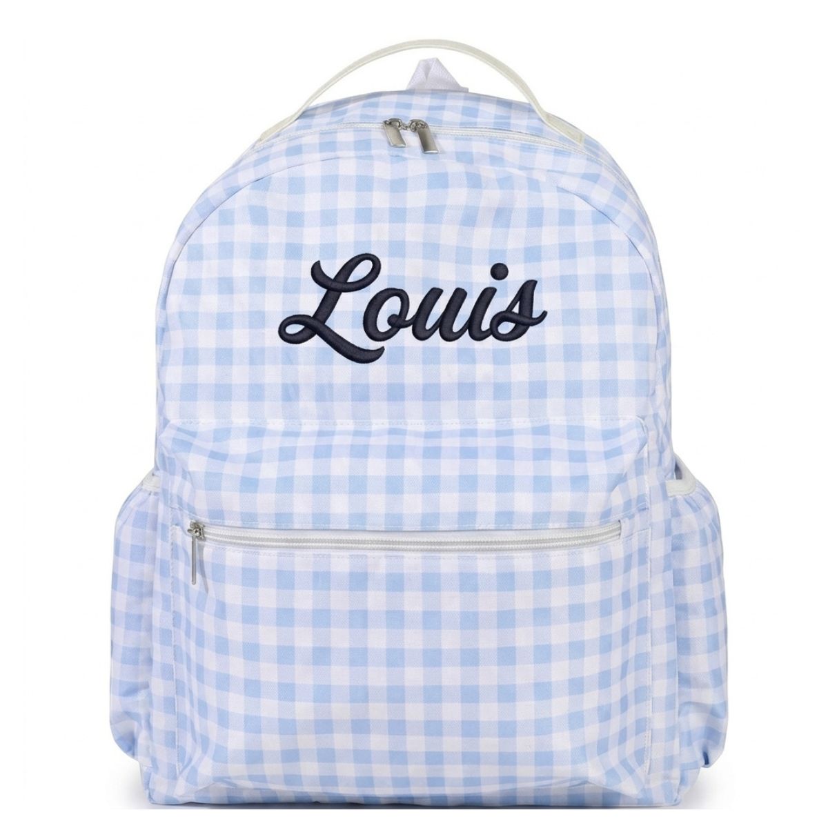 Sac à dos vichy personnalisé enfant | Broderie prénom | Tissu coton | Idéal pour l'école