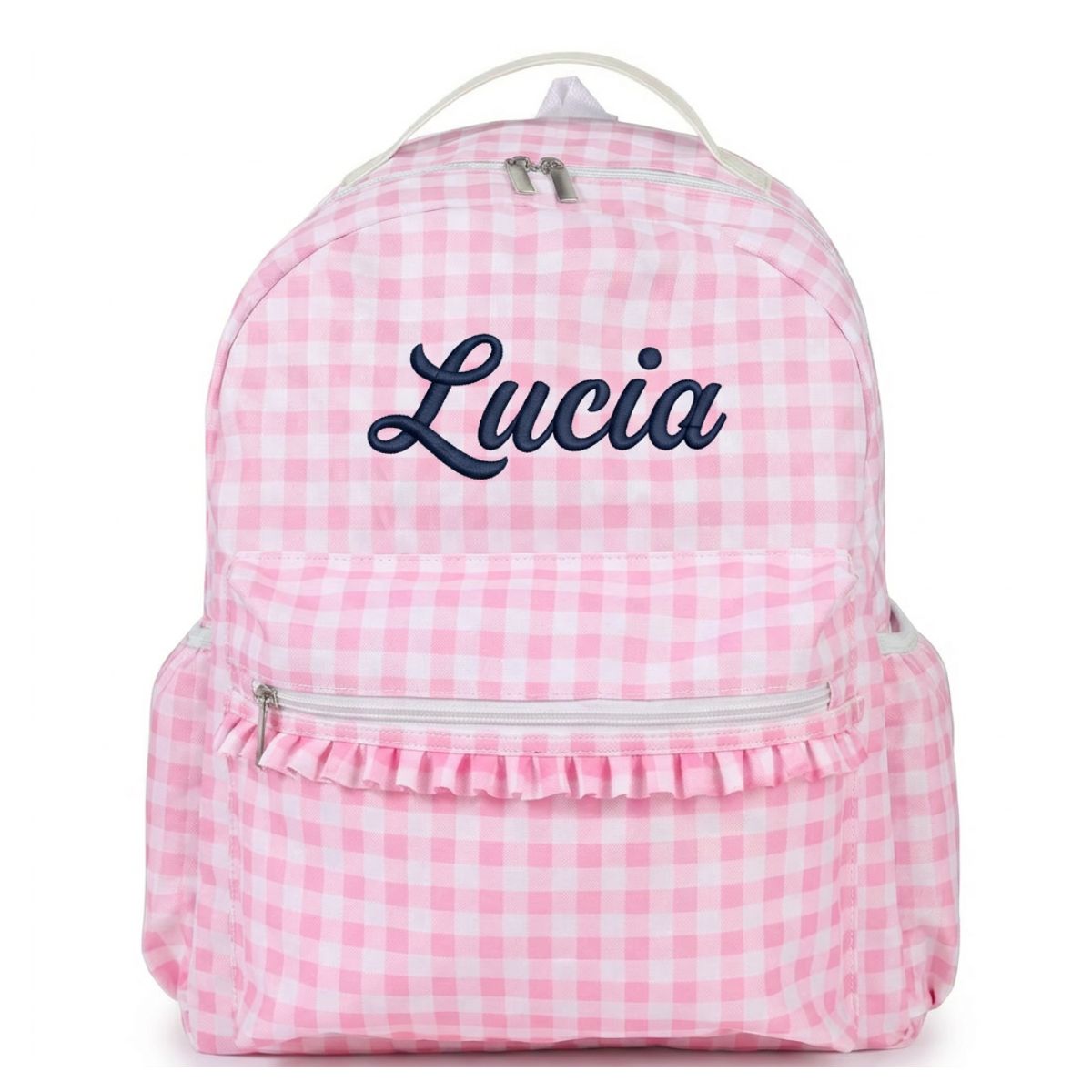 Sac à dos vichy personnalisé enfant | Broderie prénom | Tissu coton | Idéal pour l'école