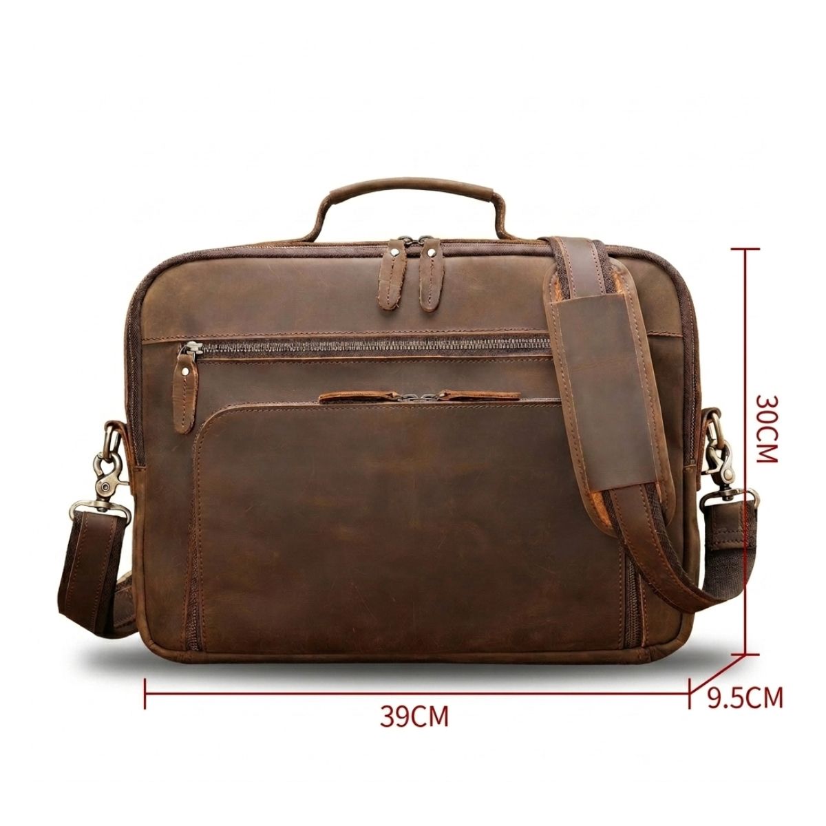 Sac bandoulière vintage homme | Compartiments multiples | Cuir véritable