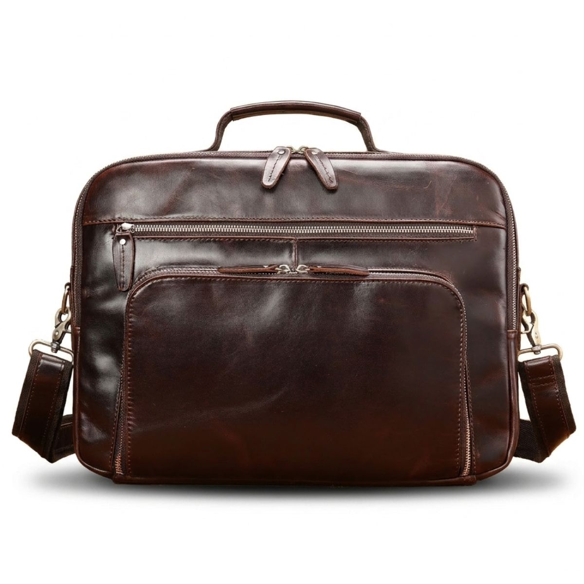Sac bandoulière vintage homme | Compartiments multiples | Cuir véritable