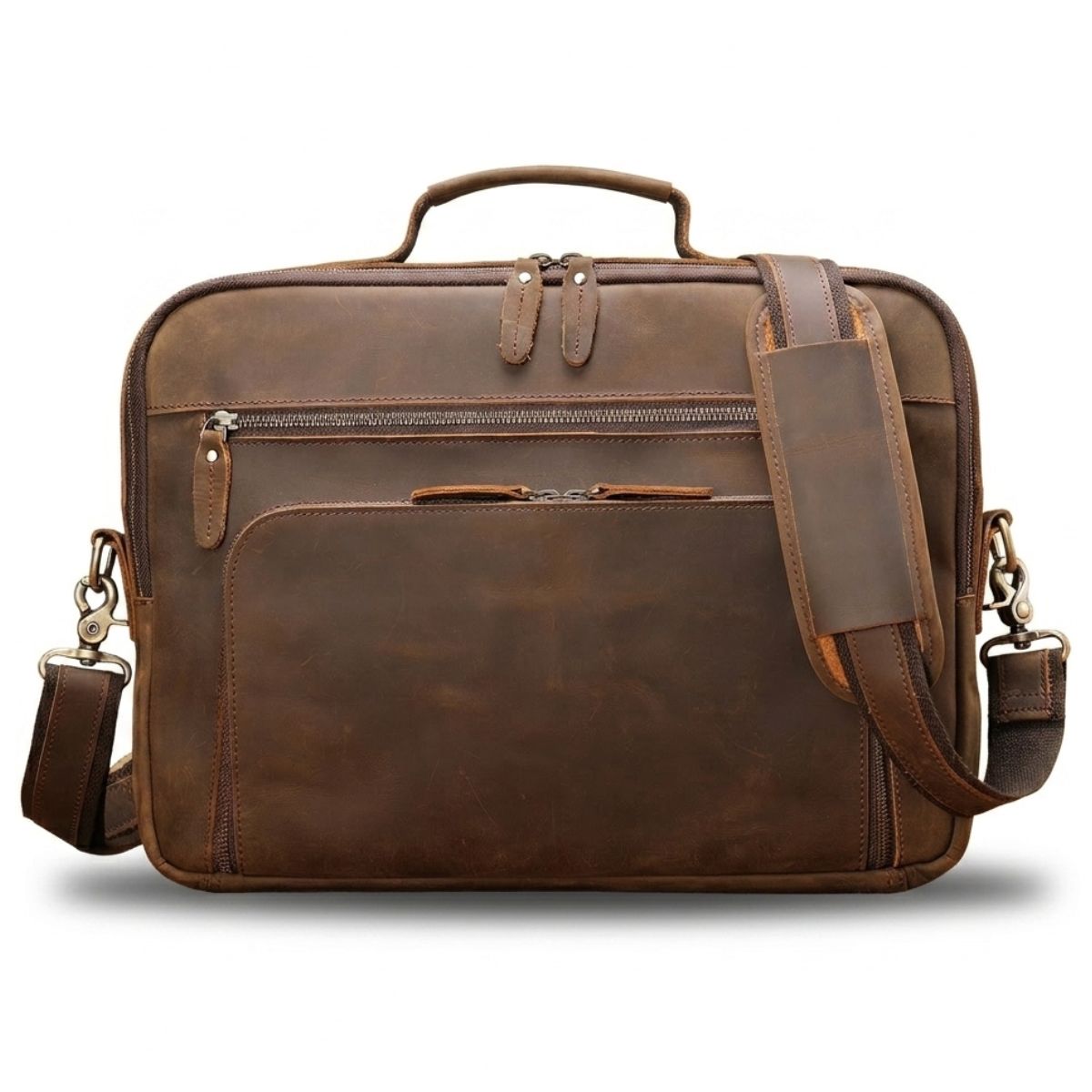 Sac bandoulière vintage homme | Compartiments multiples | Cuir véritable