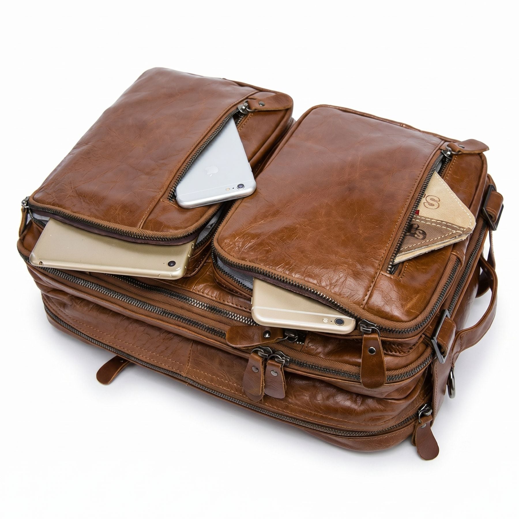 Sac business convertible pour homme | Multifonction (Porté à la main, au dos et à l'épaule) | Cuir résistant