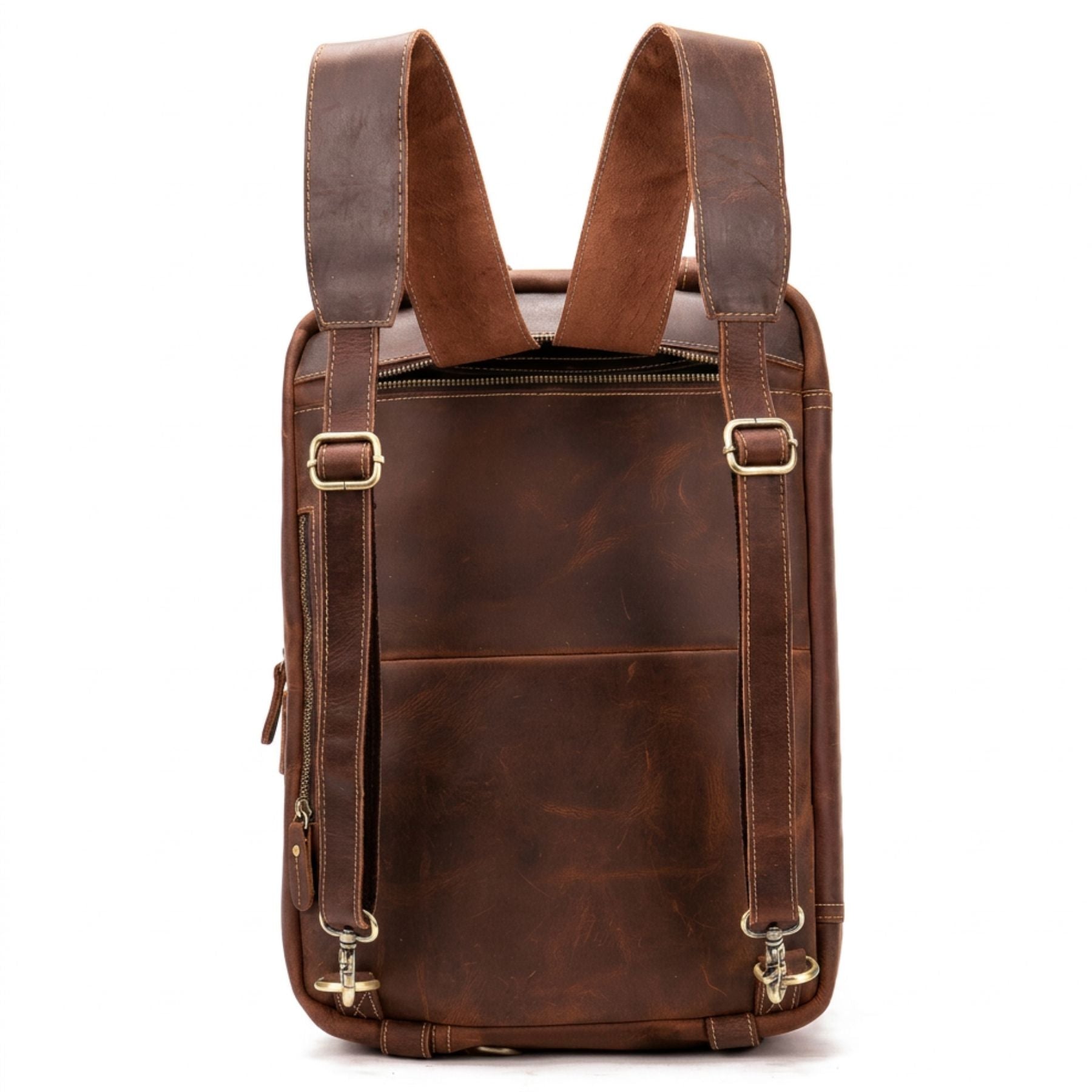 Sac business convertible vintage pour homme | Multifonction (Porté à la main, au dos et à l'épaule) | Cuir véritable résistant