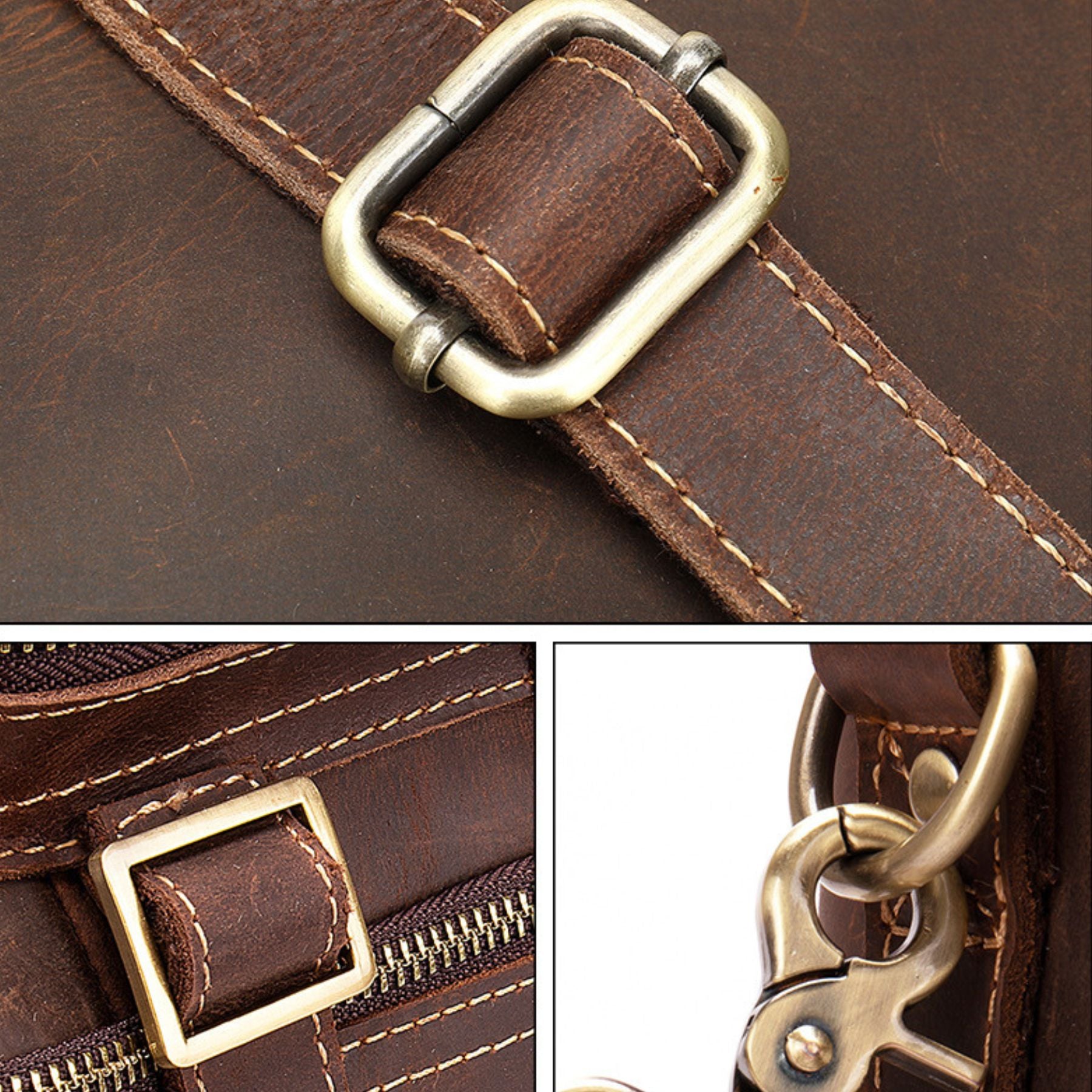 Sac business convertible vintage pour homme | Multifonction (Porté à la main, au dos et à l'épaule) | Cuir véritable résistant