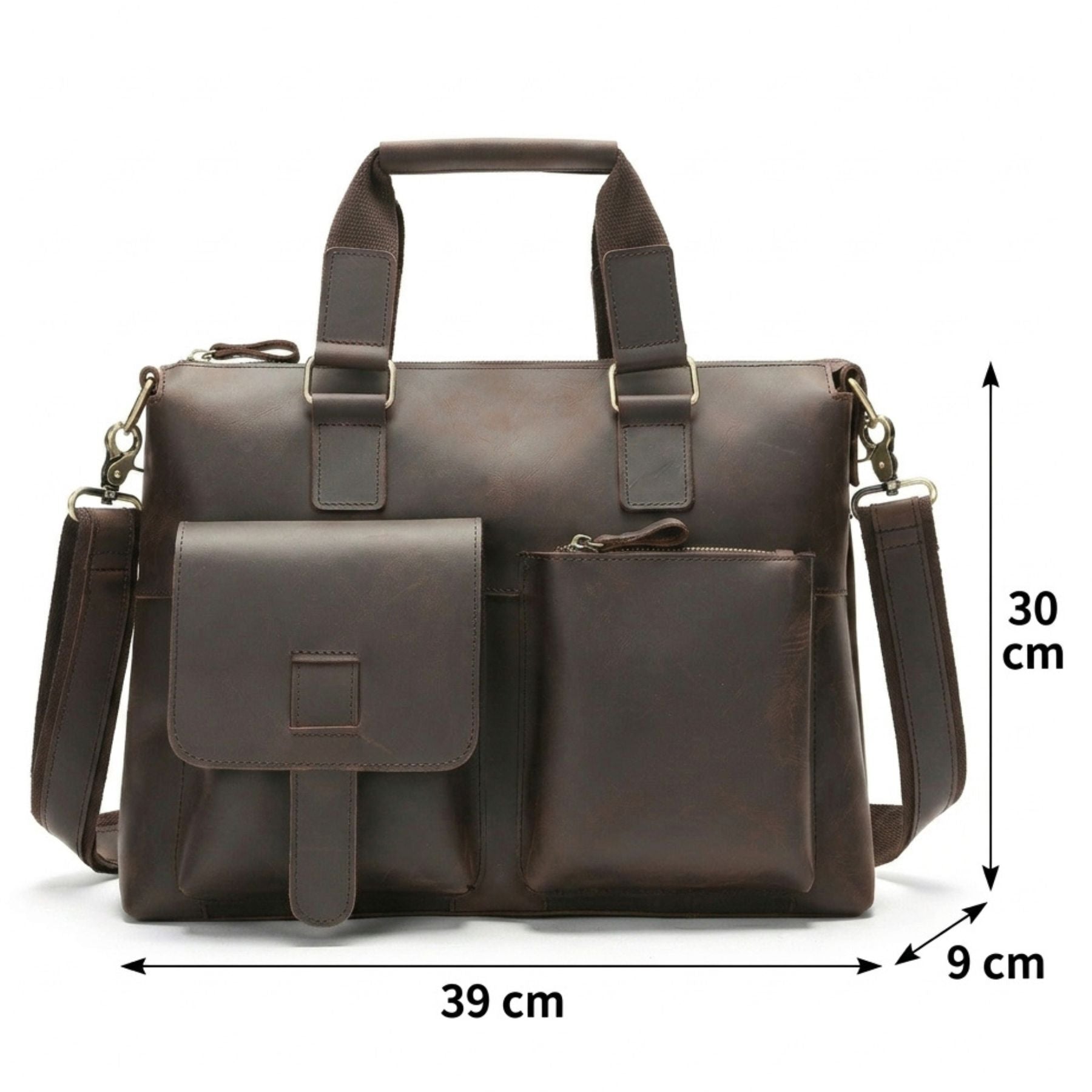 Sac business vintage pour homme | Compatible PC 14 pouces | Cuir de vachette résistant