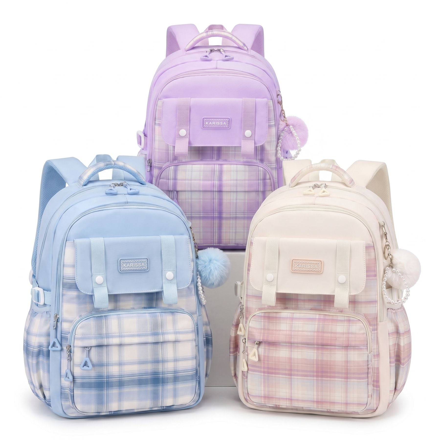Sac scolaire Princesse à Carreaux | Grande capacité | Oxford résistant