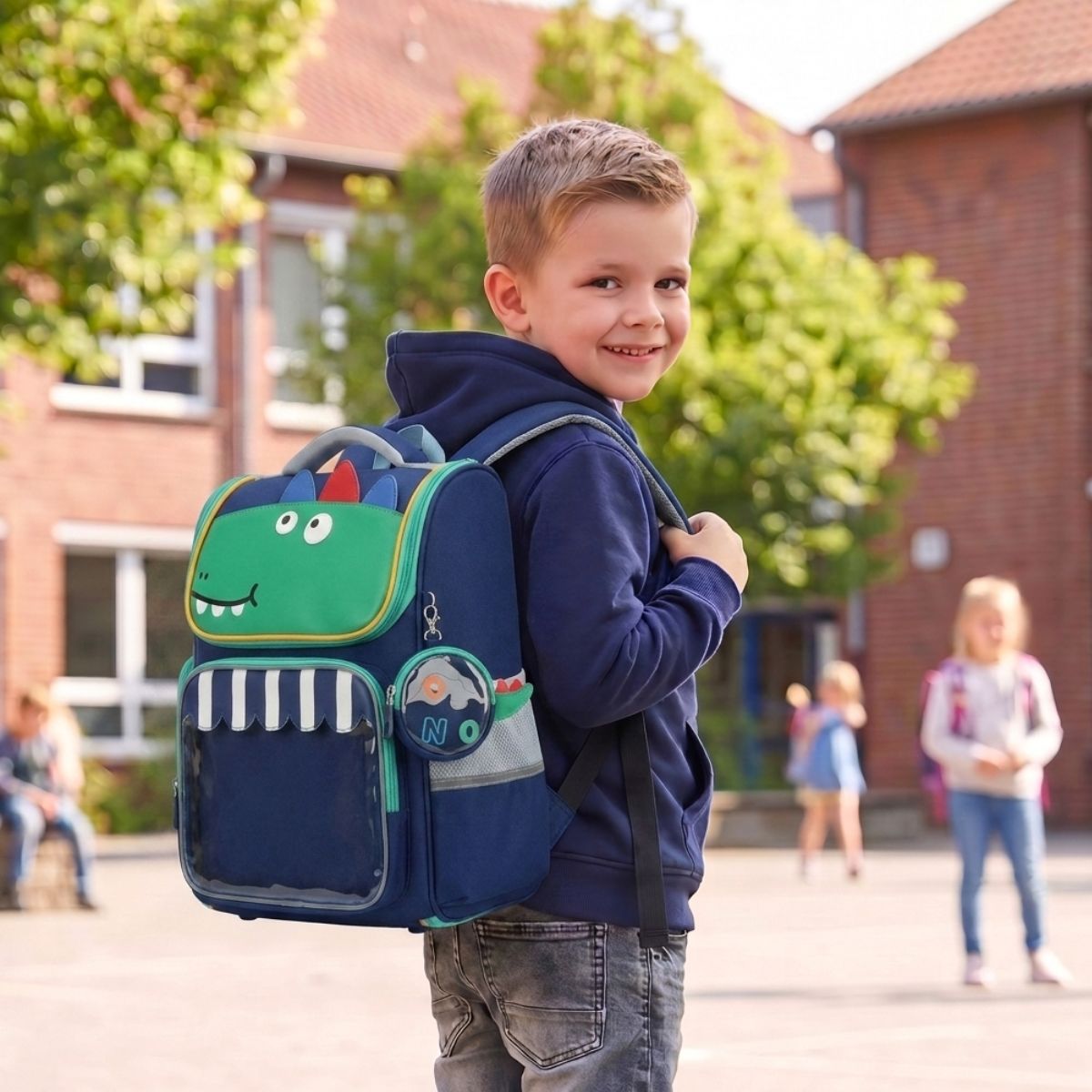 Sac scolaire dinosaure | Oxford résistant | Grande capacité | Confort quotidien