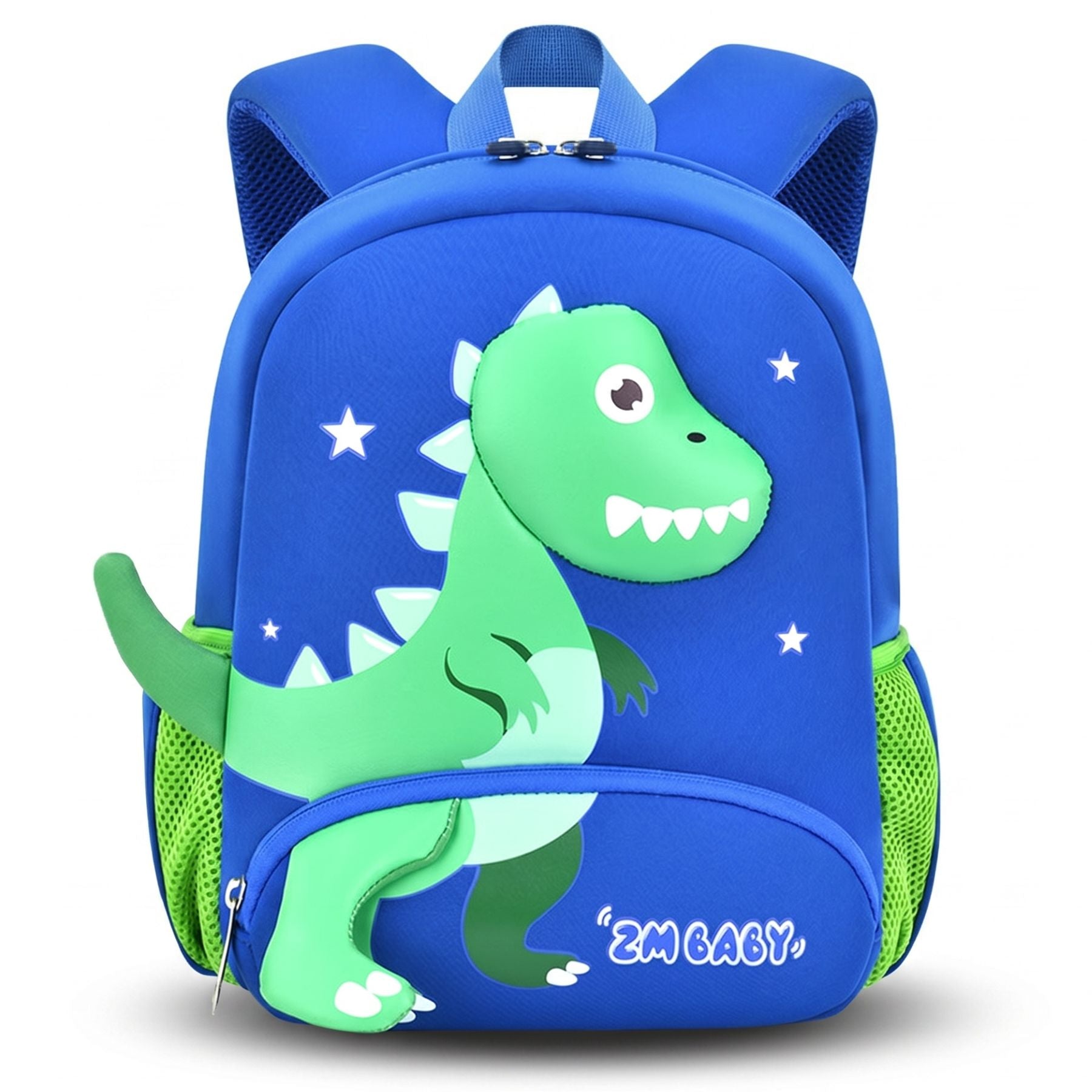 Sac scolaire dinosaure vert | Poches latérales filet | Tissu néoprène léger | Idéal maternelle