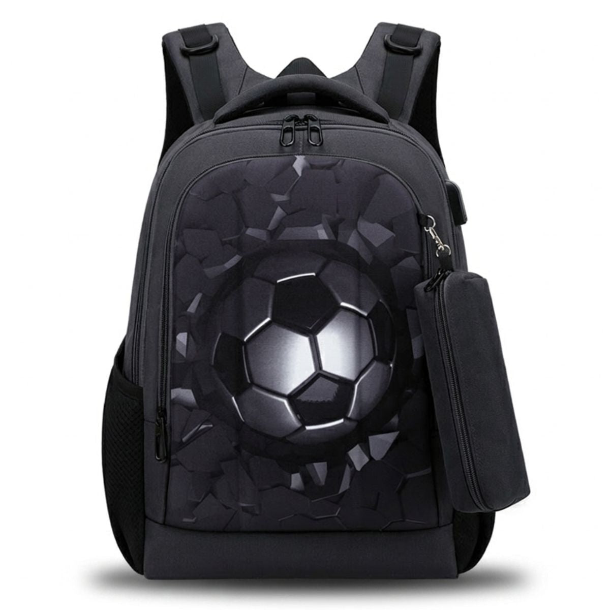 Sac scolaire football pour garçon | Trousse assortie | Tissu Oxford résistant | Bretelles renforcées