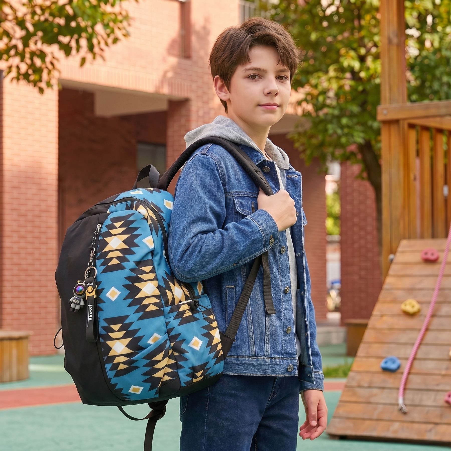 Sac scolaire graffiti streetwear géométrique | Grande capacité | Nylon résistant et imperméable | Rangement quotidien pratique
