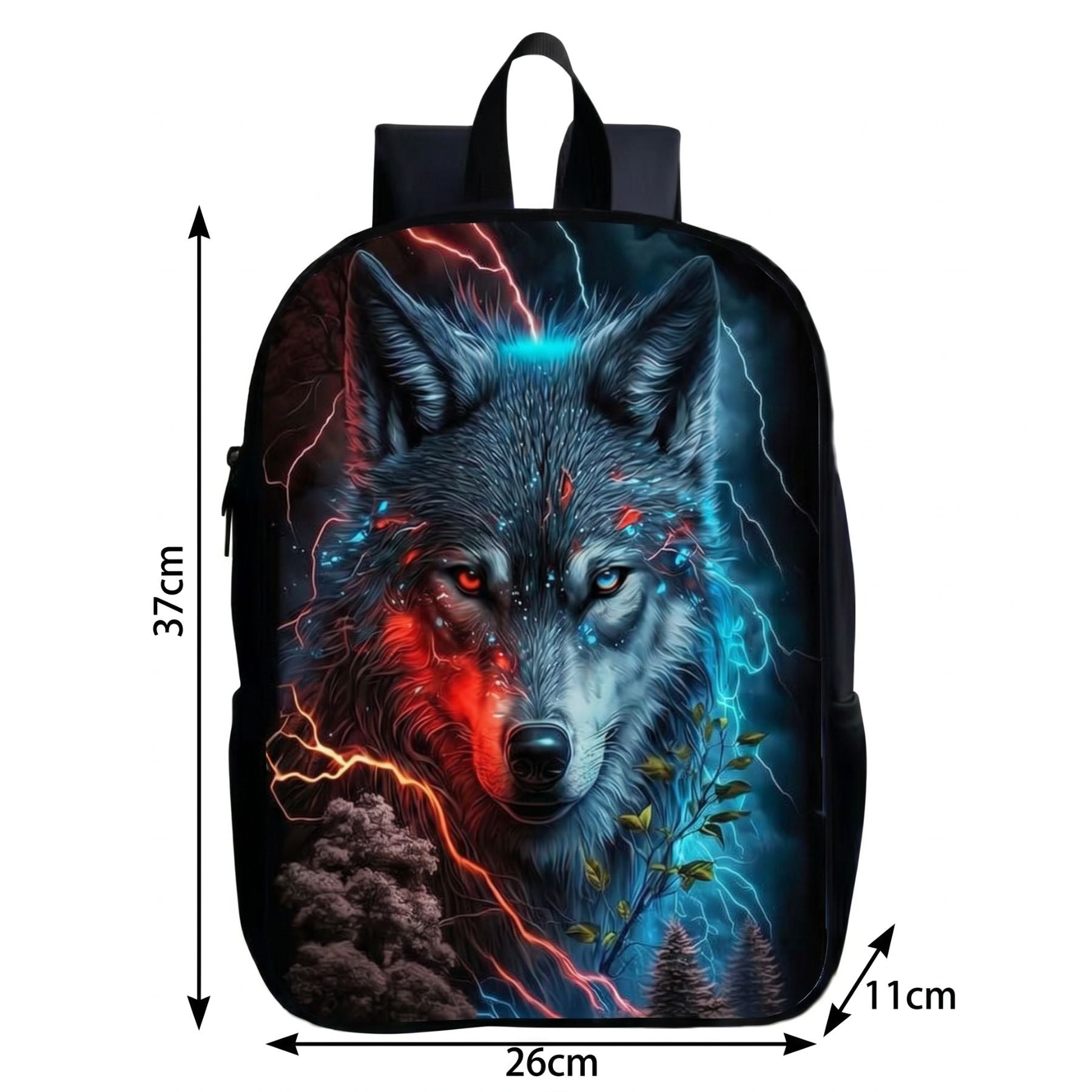 Sac scolaire loup foudre | Bretelles réglables | Polyester résistant | Port confortable