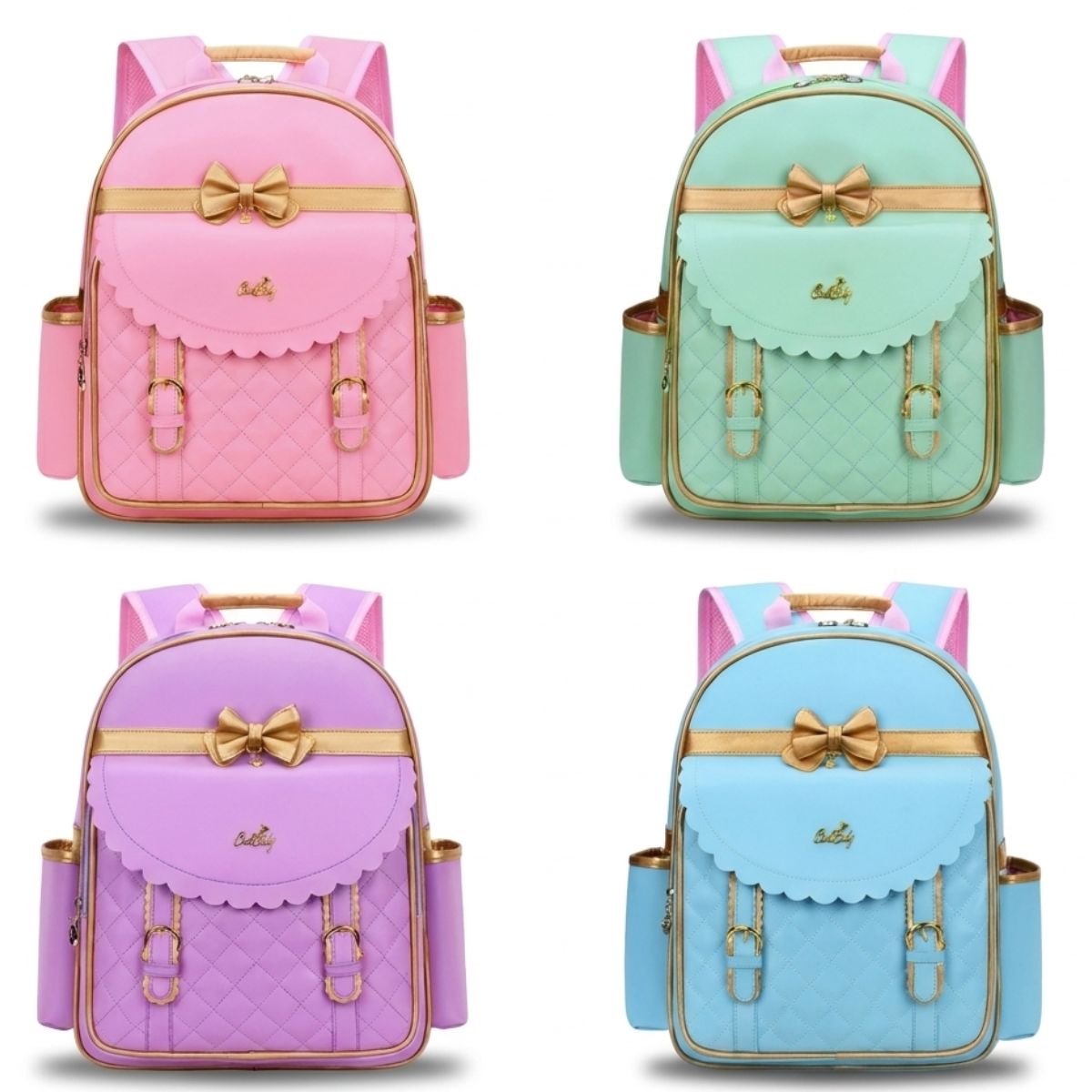 Sac scolaire matelassé fille | Grande capacité | Tissu nylon léger | Port confortable