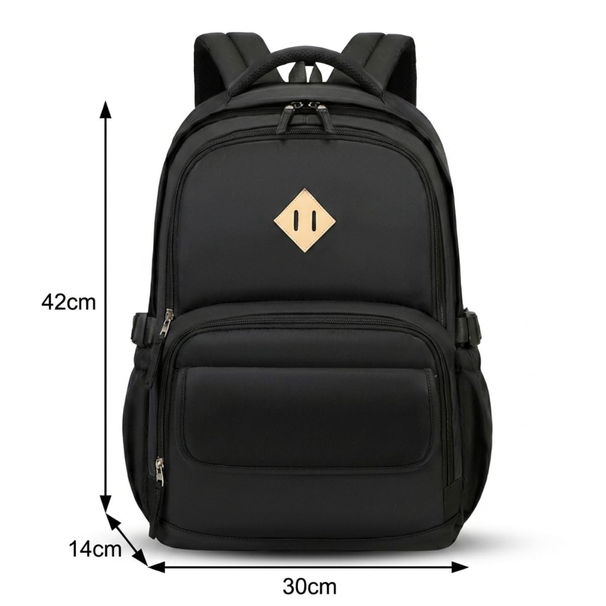 Sac scolaire moderne noir | Multiples compartiments | Tissu résistant | Rangement facile