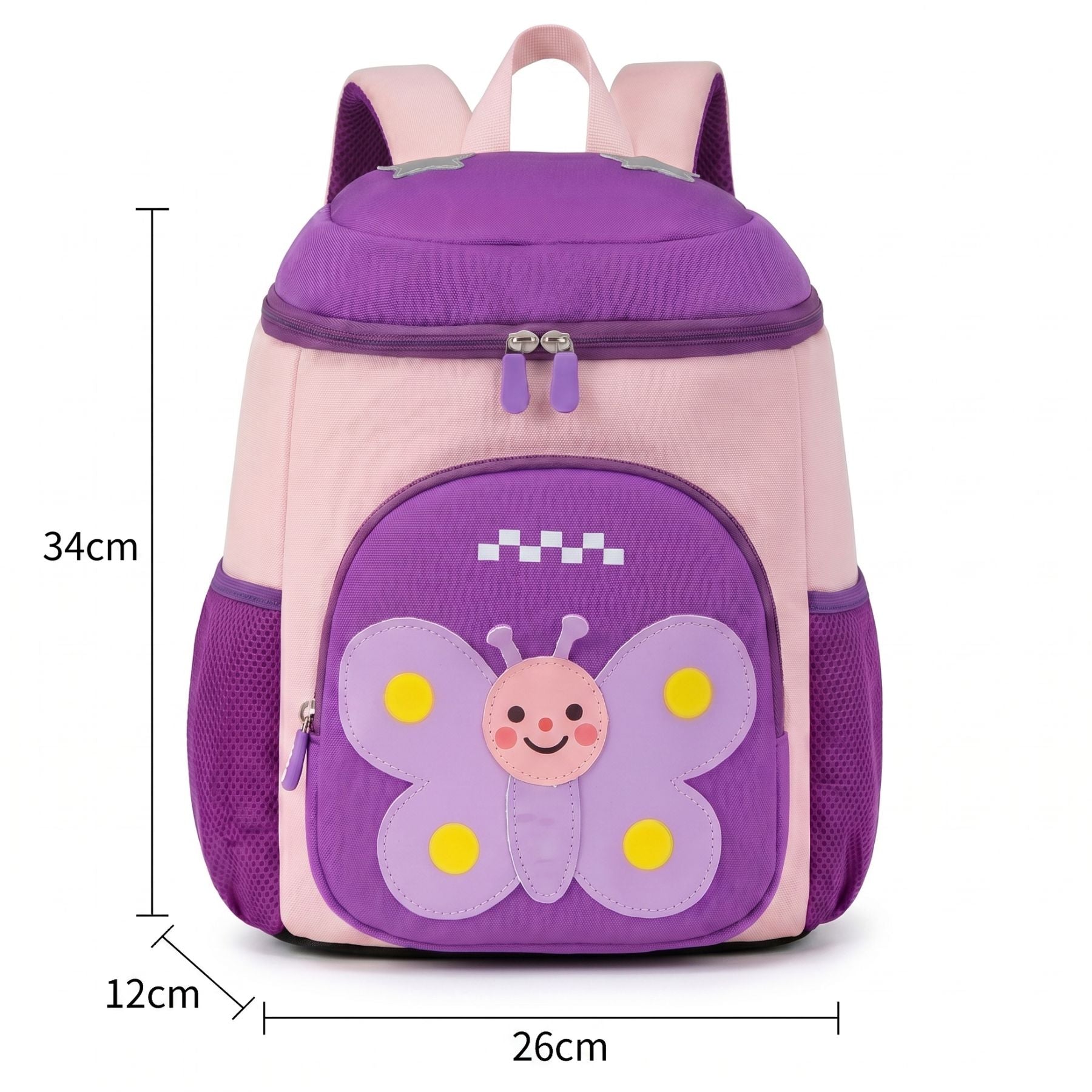Sac scolaire papillon 3D Violet | Bretelles rembourrées | Tissu néoprène léger | Idéal maternelle