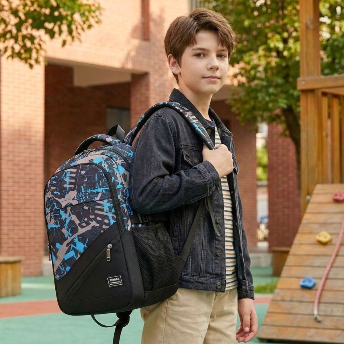 Sac scolaire streetwear pour garçon | Grande capacité | Polyester résistant | Tissu imperméable