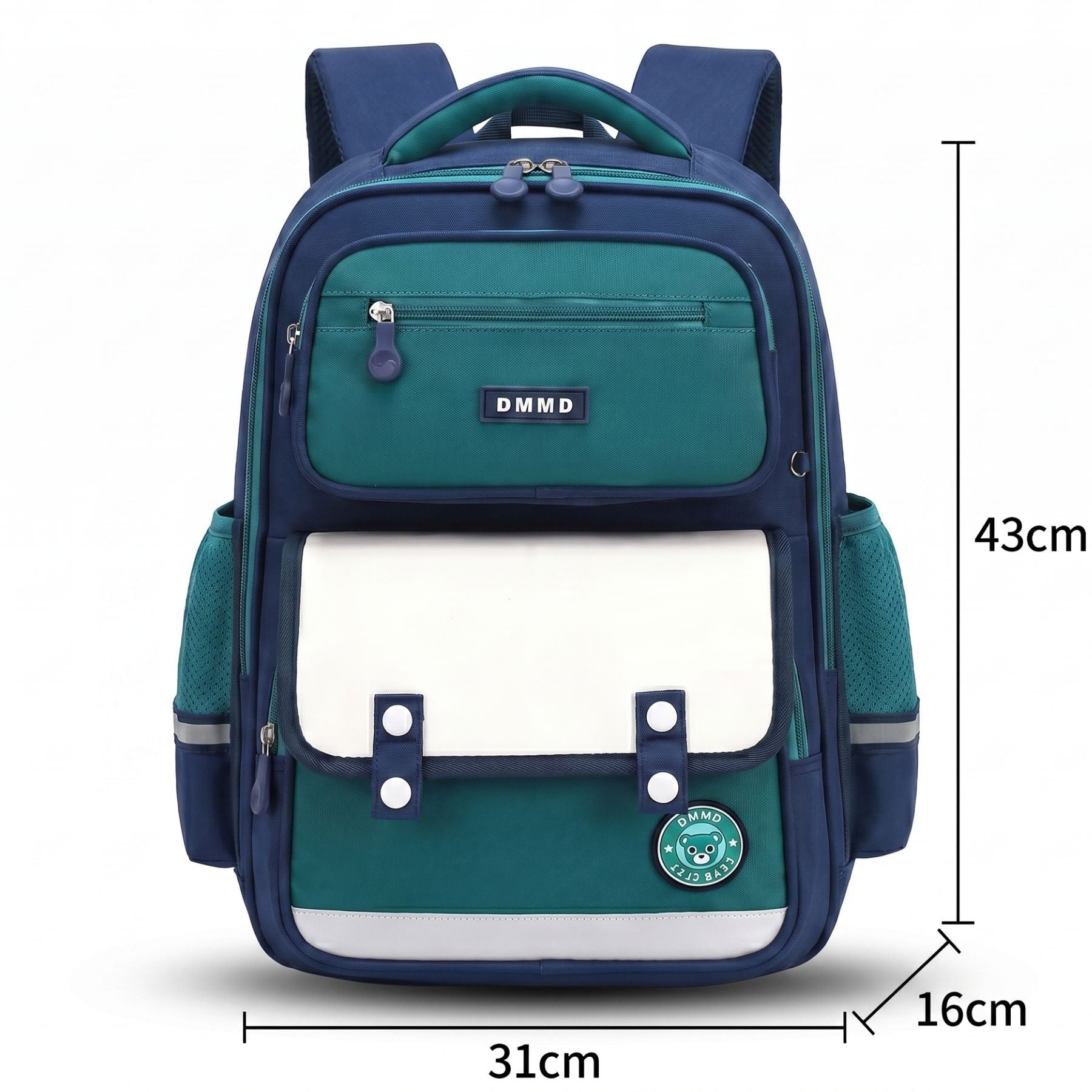 Sac scolaire vert émeraude grand format | Tissu Oxford résistant | Grande capacité