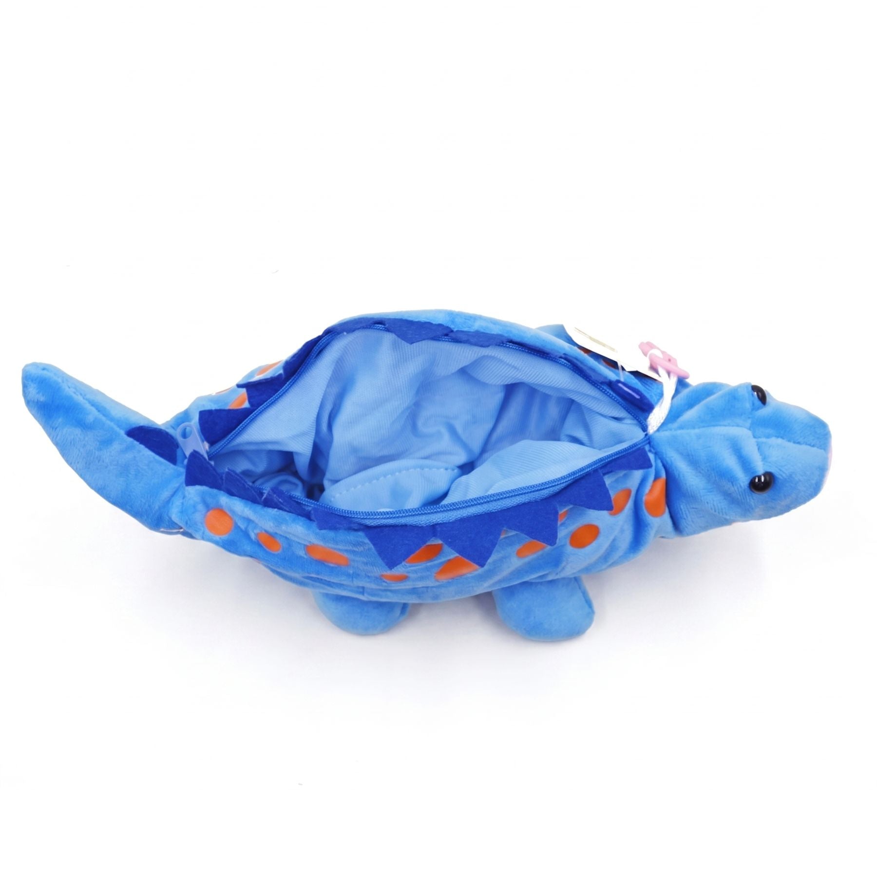 Trousse Peluche Dinosaure 3D | Stégosaure Bleu & Orange | Grand Compartiment | Ultra Douce