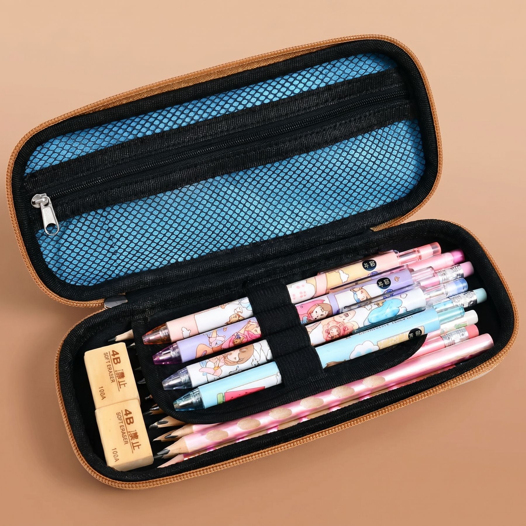 Trousse Scolaire 3D Chat Kawaii | Coque EVA Rigide | Grande Capacité | Figurine Anti-Stress en Relief