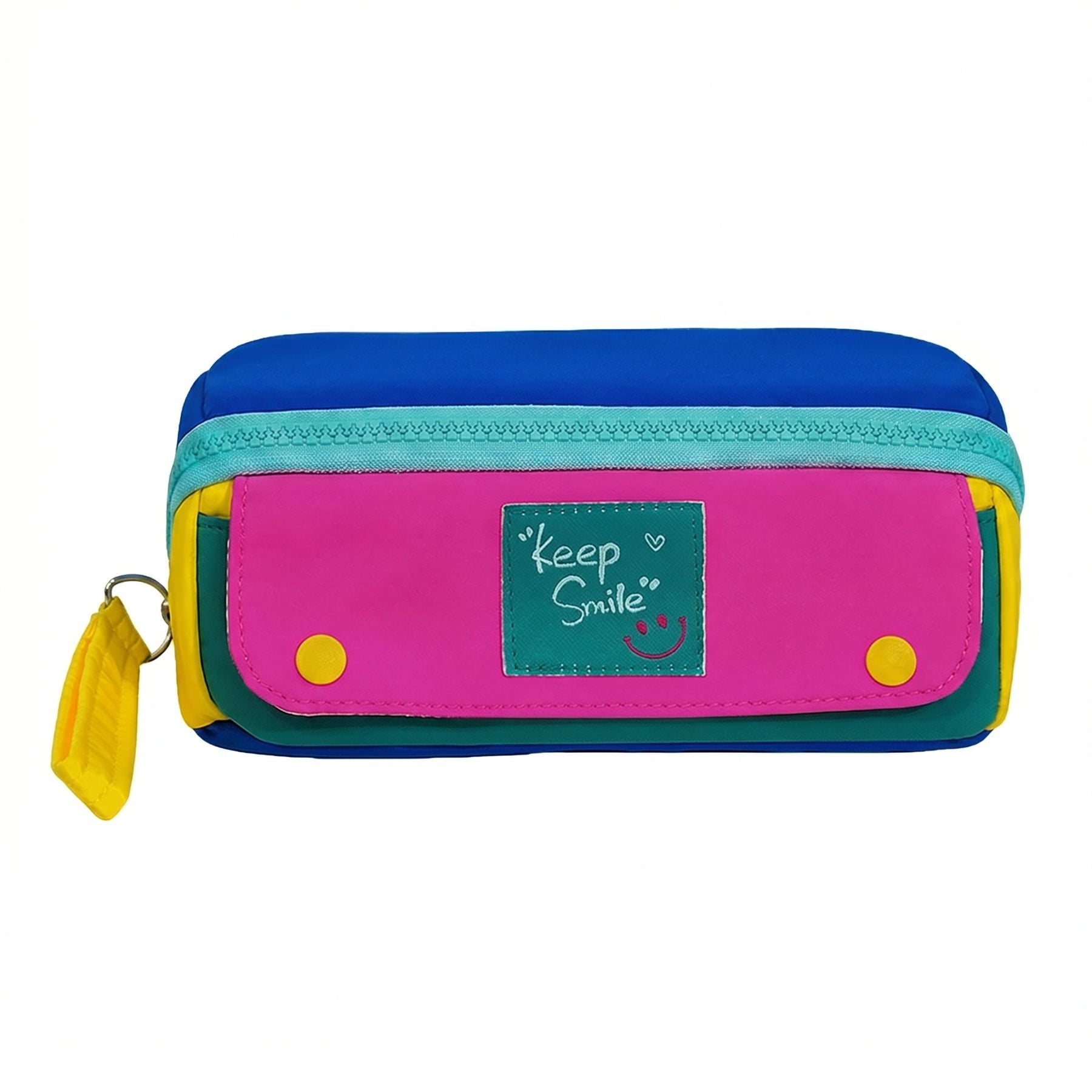 Colour Block School Pencil Case | Large Capacity | Wide Opening | Multi-Compartment Storage