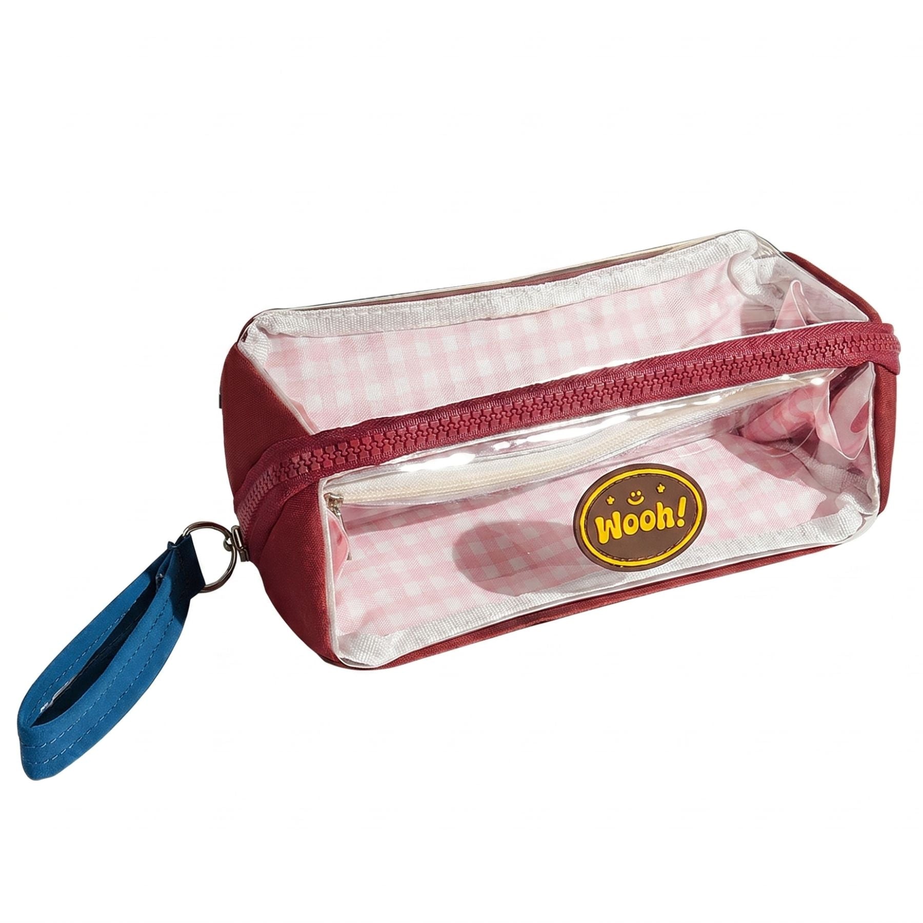 Trousse Scolaire Transparente Kawaii | 2 Compartiments Grande Capacité | Design Vichy Mignon