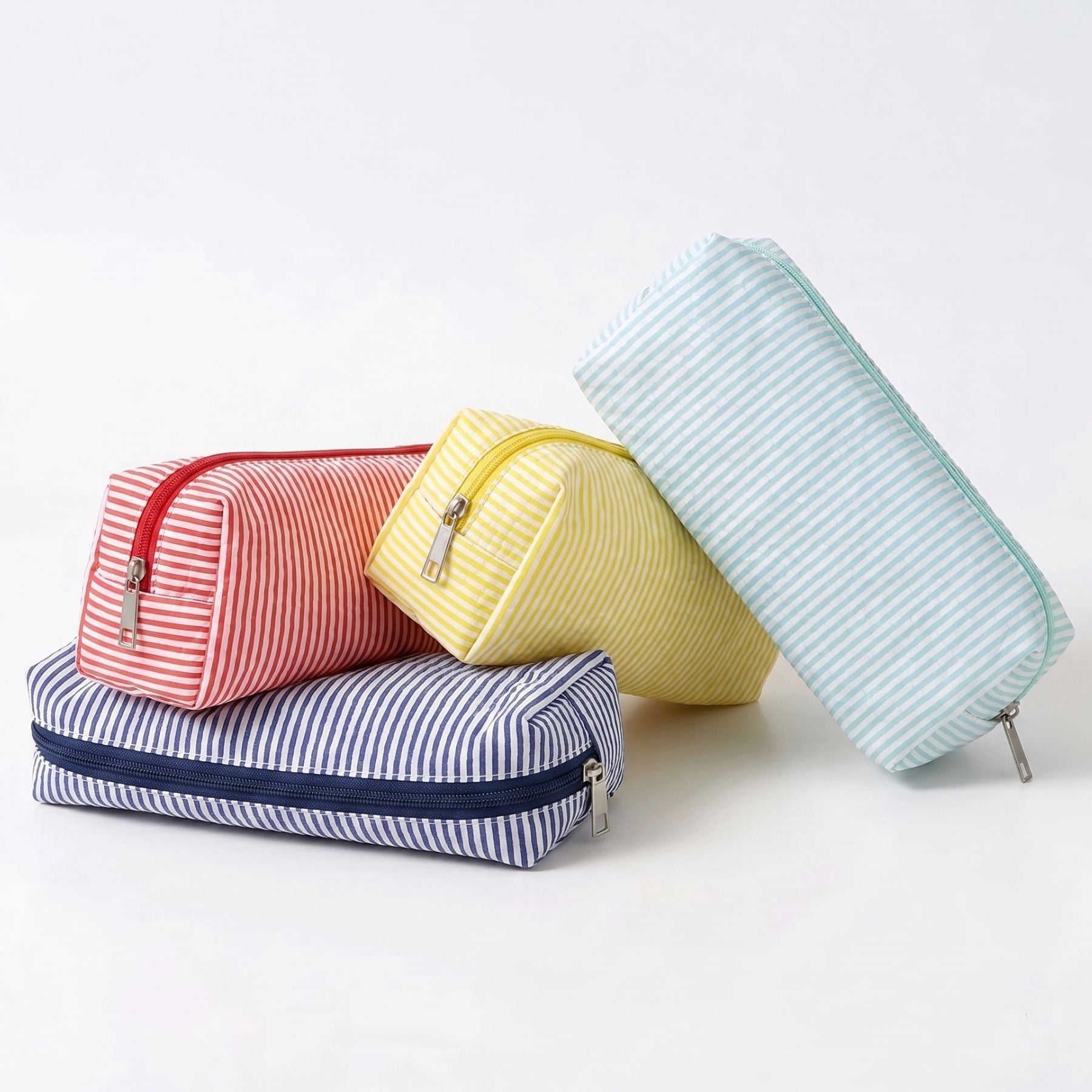Trousse scolaire à rayures | Tissu léger texturé | Grande capacité | Organisation simple au quotidien