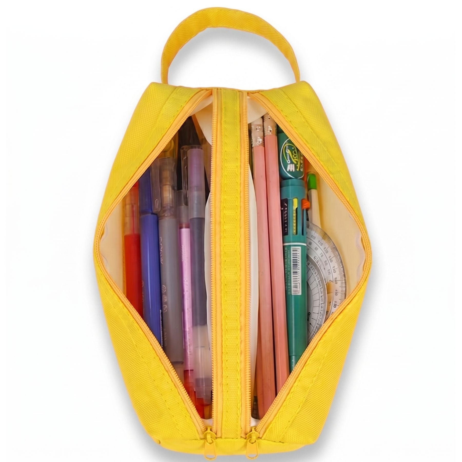Double Compartment School Pencil Case | Large Capacity | Durable Oxford Fabric