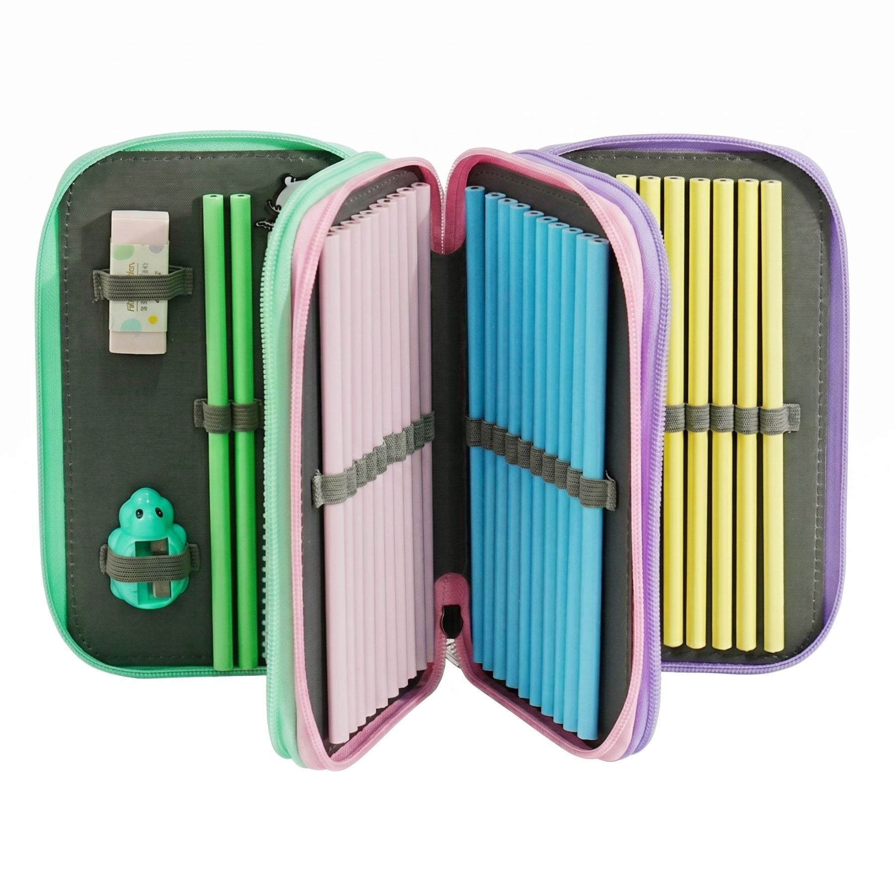 Trousse à Crayons Garçon Dinosaure Raptors | 3 Compartiments Zippés | Effet Holographique | Grande Capacité