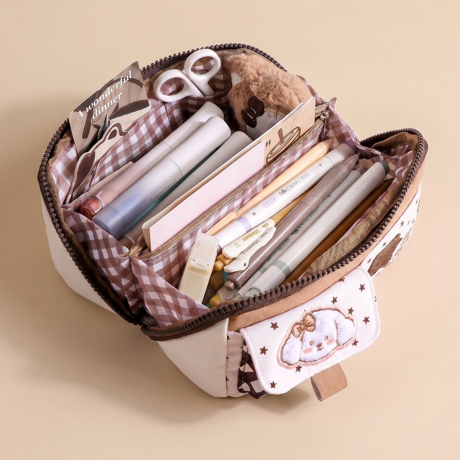 Trousse à Crayons Kawaii Chien | Grande Capacité 80 Stylos | Poignée Souple | Style Japonais