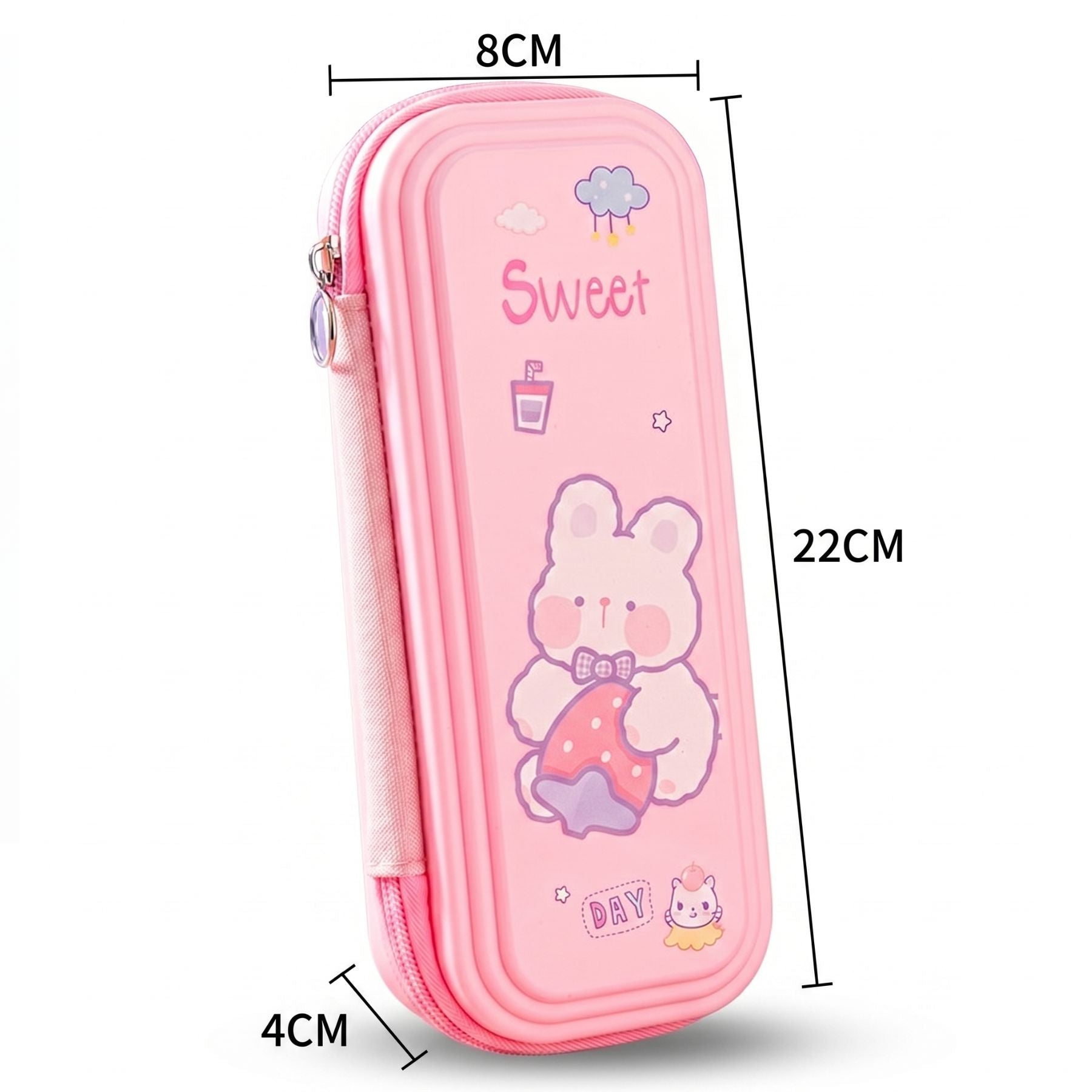 Trousse maternelle lapin rose | Boîtier rigide | Double compartiment | Protection optimale