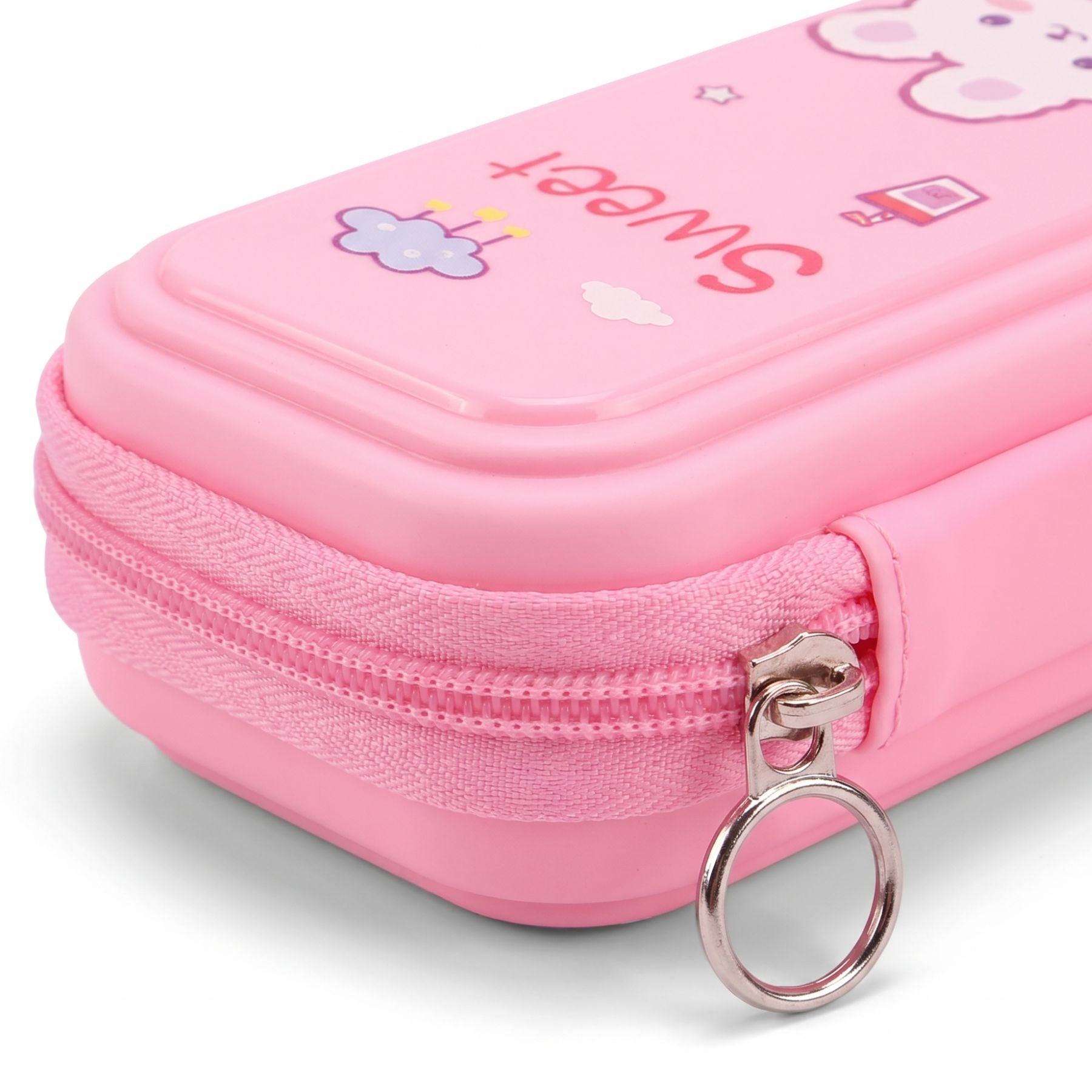 Trousse maternelle lapin rose | Boîtier rigide | Double compartiment | Protection optimale