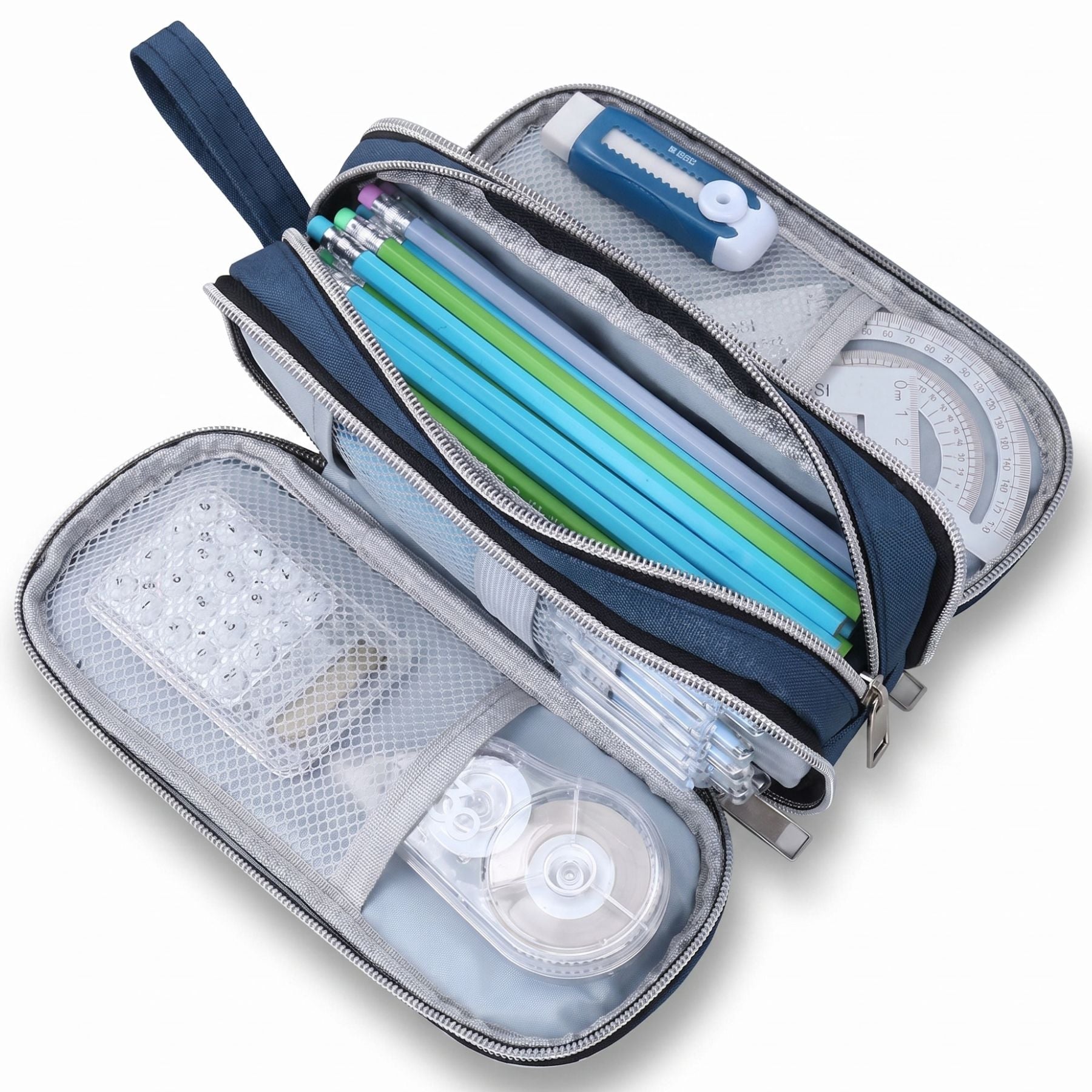 Trousse scolaire 3 compartiments | Triple zip | Grande capacité | Organisation maximale