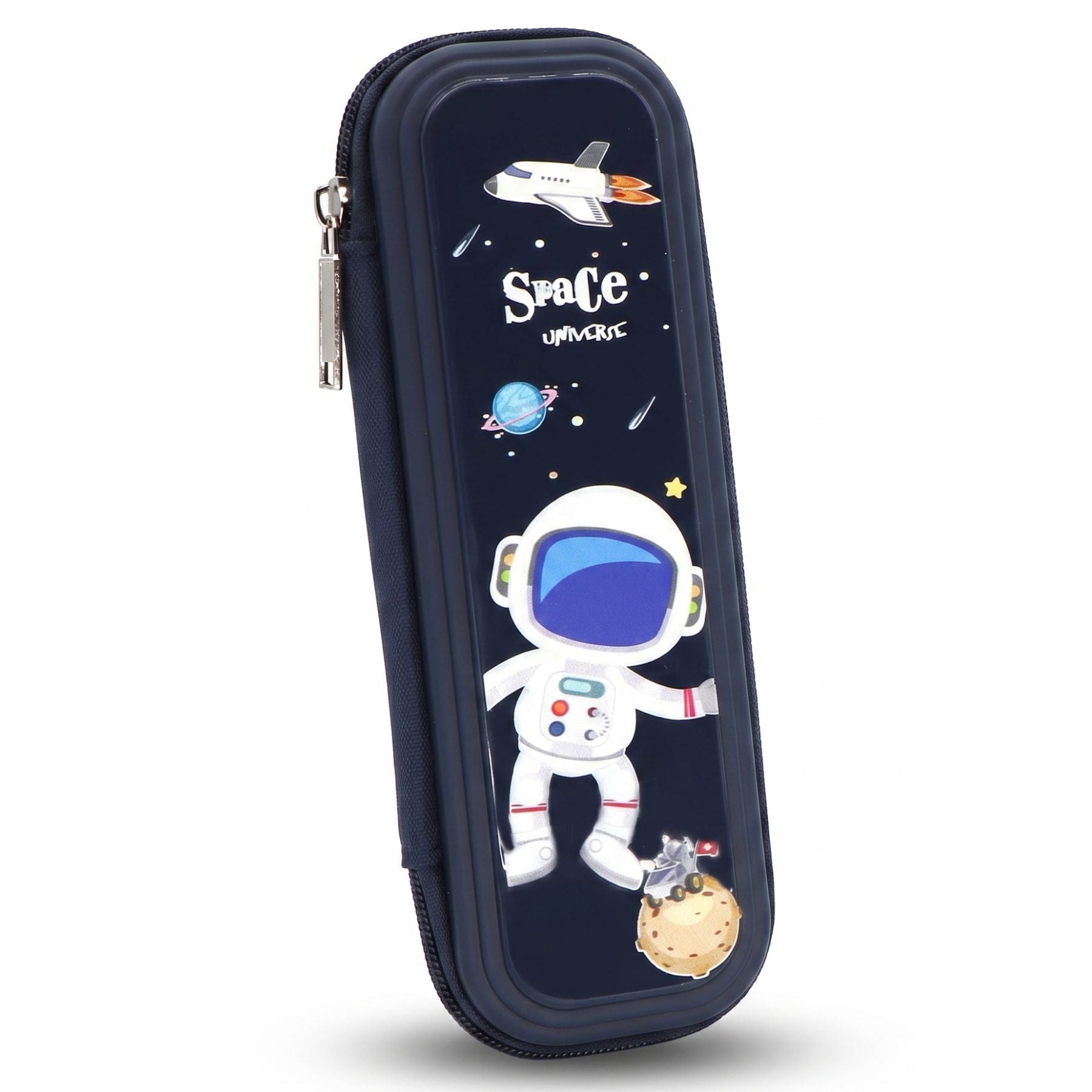 Trousse scolaire astronaute | Coque rigide résistante | Compartiment unique zippé | Grande capacité | Rangement pratique