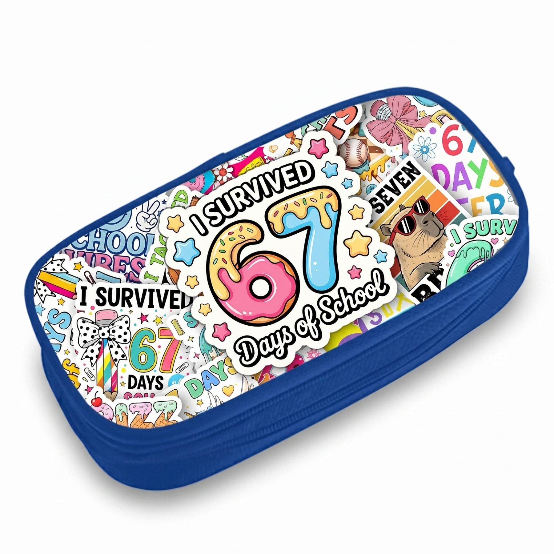 Trousse scolaire graphique 67 | Design cartoon coloré | Polyester résistant | Organisation pratique des stylos