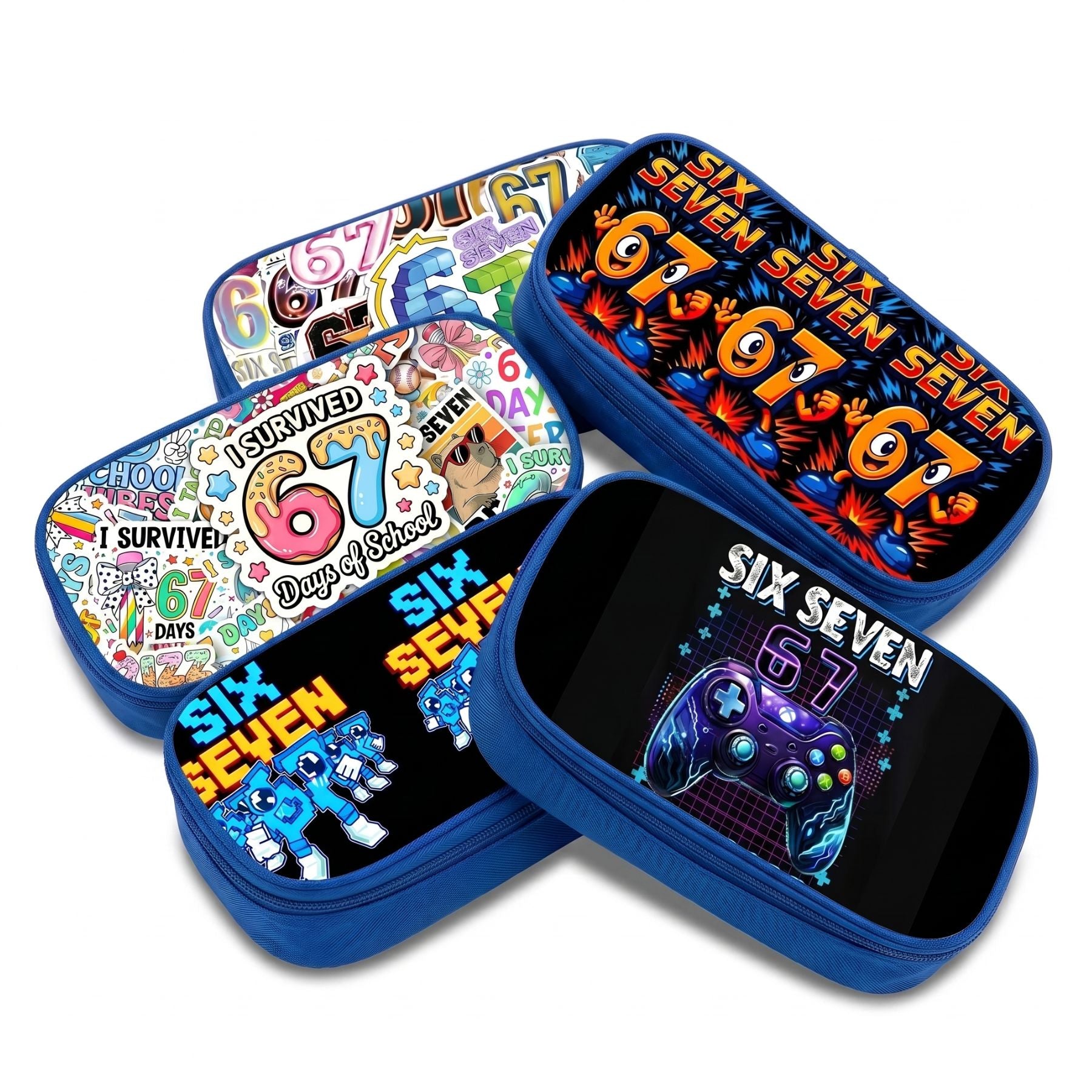 Trousse scolaire graphique 67 | Design cartoon coloré | Polyester résistant | Organisation pratique des stylos