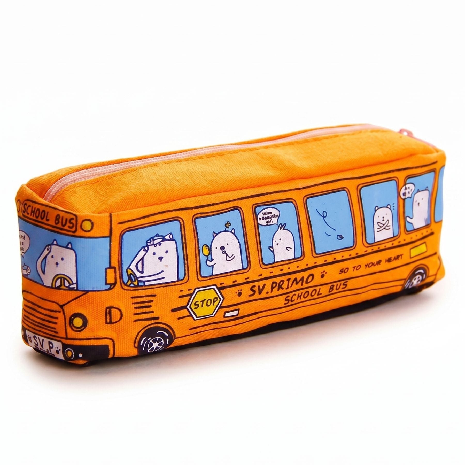 Trousse scolaire maternelle | Design bus | Grande capacité | Fermeture zippée | Parfaite pour l’école