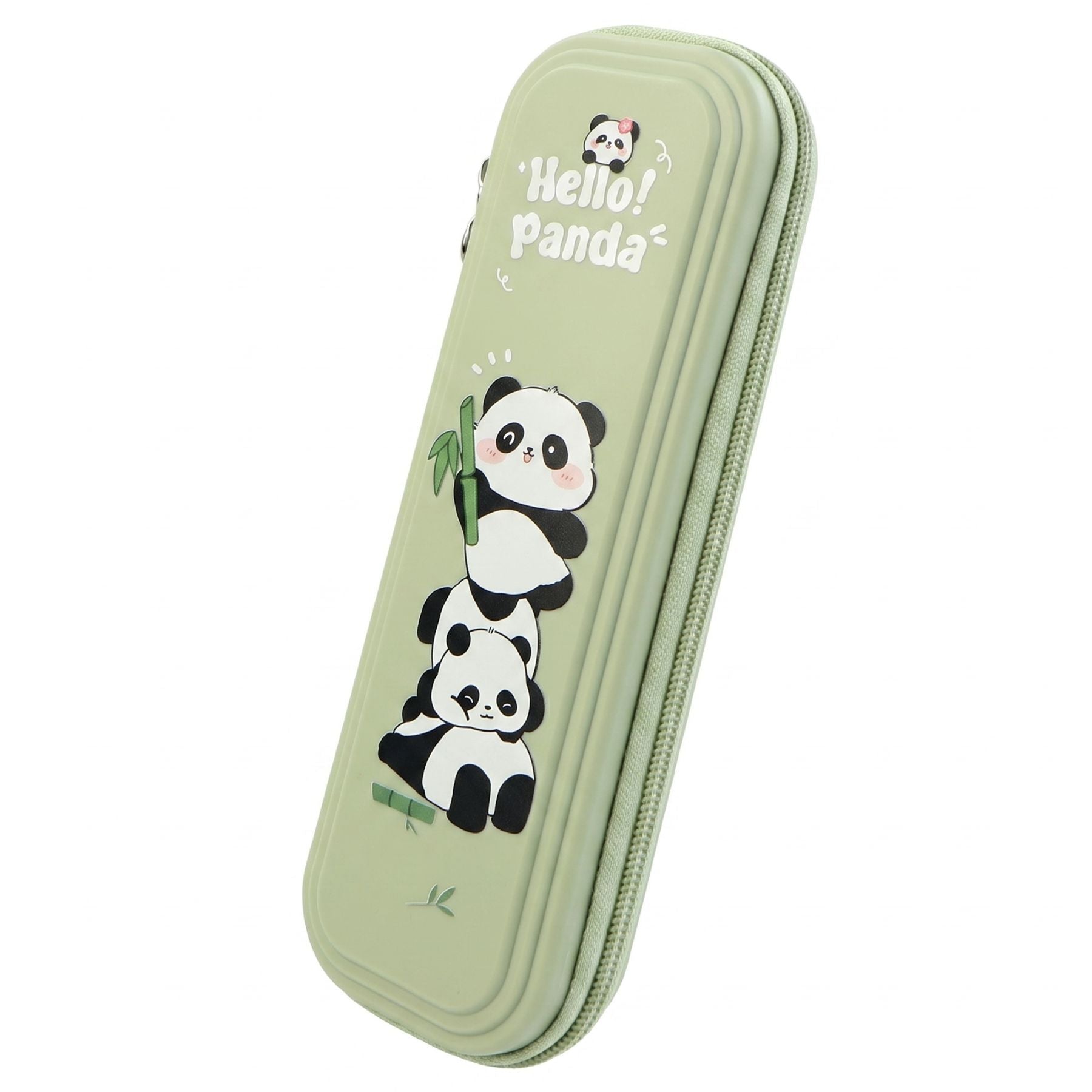 Trousse scolaire panda vert | Design cartoon | Compartiment zippé | Résistante et pratique au quotidien